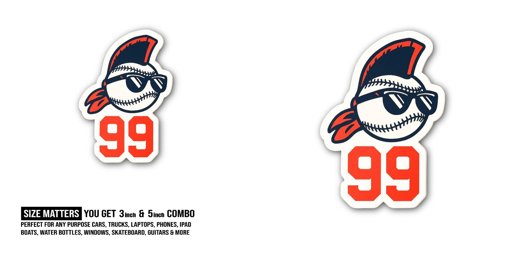 Wild Thing Masco Sticker, Waterproof Vinyl Decal Sticker Indoor Or Outdoor 2 (Pieces) 3" and 5"
