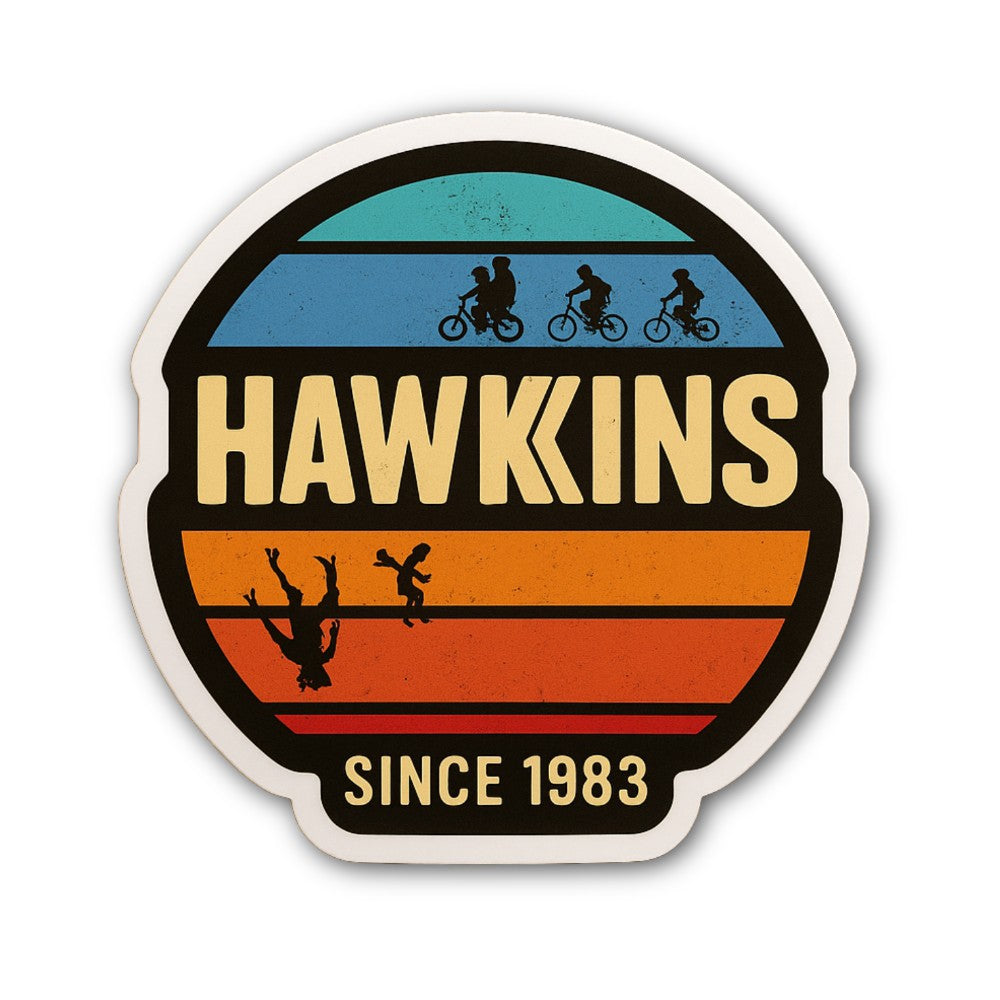 HAWKINS SINCE 1983 Sticker, Waterproof Vinyl Decal Sticker Indoor Or Outdoor 2 (Pieces) 3" and 5"