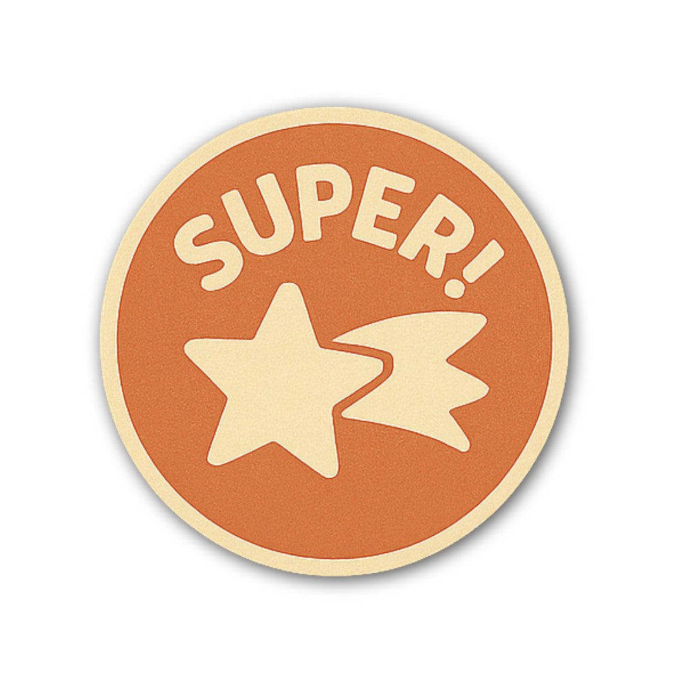 SUPER Sticker, Waterproof Vinyl Decal Sticker Indoor Or Outdoor 2 (Pieces) 3" and 5"