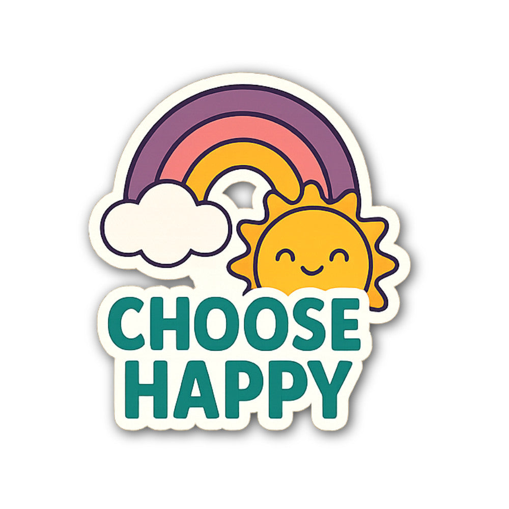 CHOOSE HAPPY Sticker, Waterproof Vinyl Decal Sticker Indoor Or Outdoor 2 (Pieces) 3" and 5"