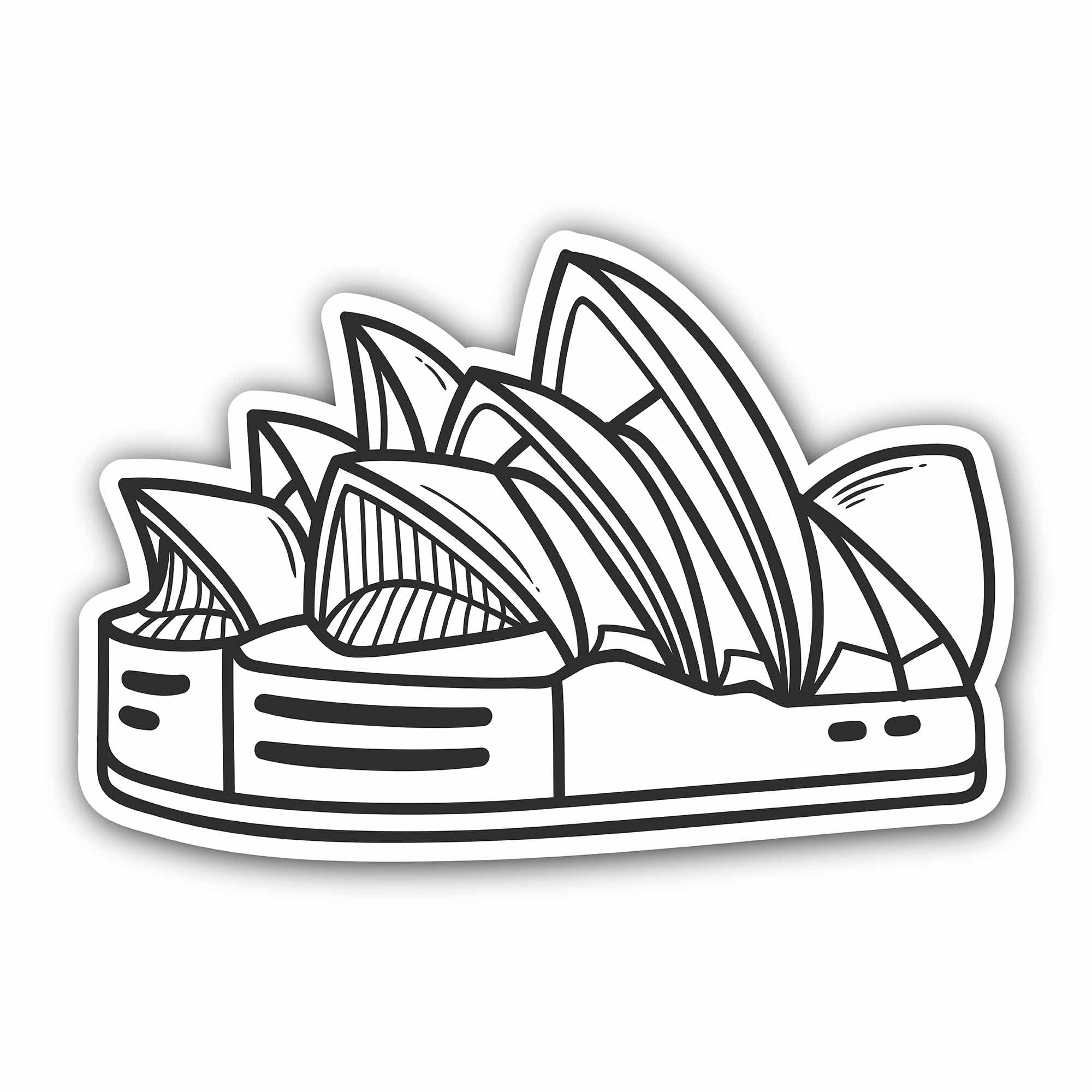 Line Art with Sydney Opera House Sticker, Waterproof Vinyl Decal Sticker Indoor Or Outdoor 2 (Pieces) 3" and 5"