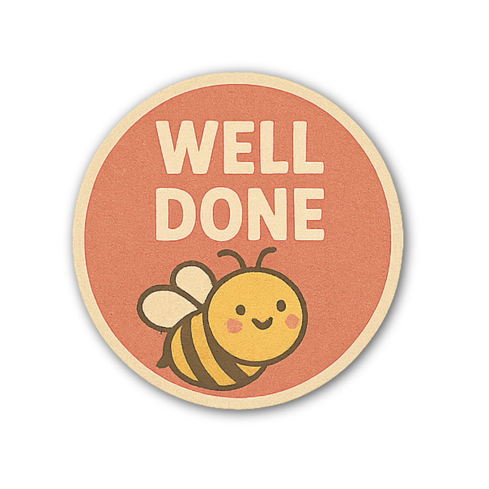 WELL DONE Cute Been Sticker, Waterproof Vinyl Decal Sticker Indoor Or Outdoor 2 (Pieces) 3" and 5"