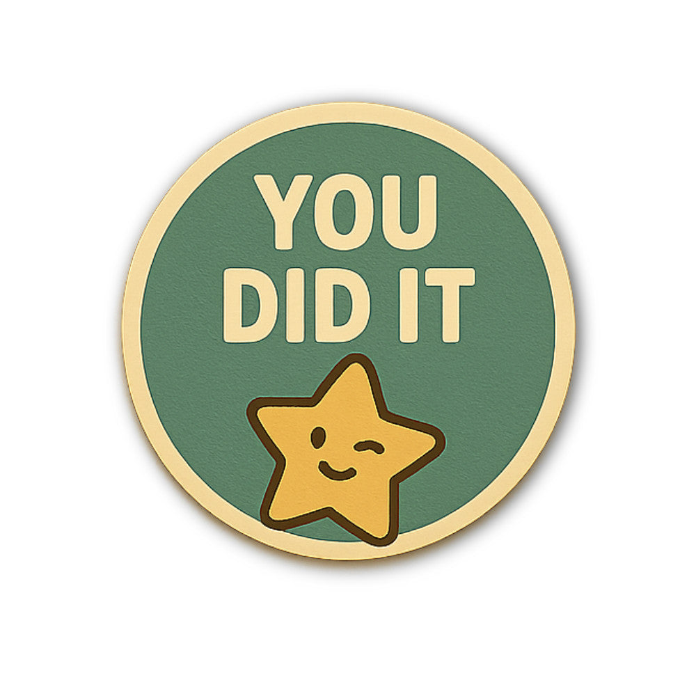 YOU DID IT & Cute Star Sticker, Waterproof Vinyl Decal Sticker Indoor Or Outdoor 2 (Pieces) 3" and 5"