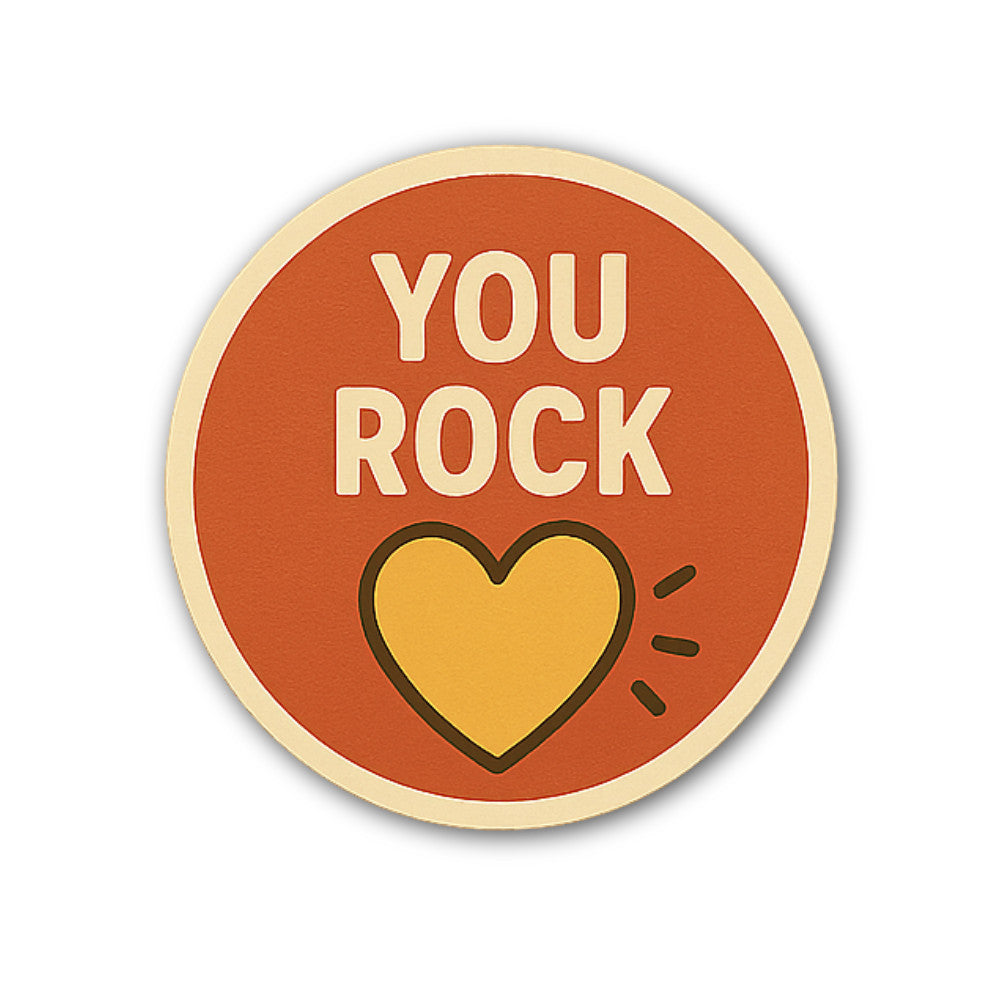 YOU ROCK & Heart Sticker, Waterproof Vinyl Decal Sticker Indoor Or Outdoor 2 (Pieces) 3" and 5"