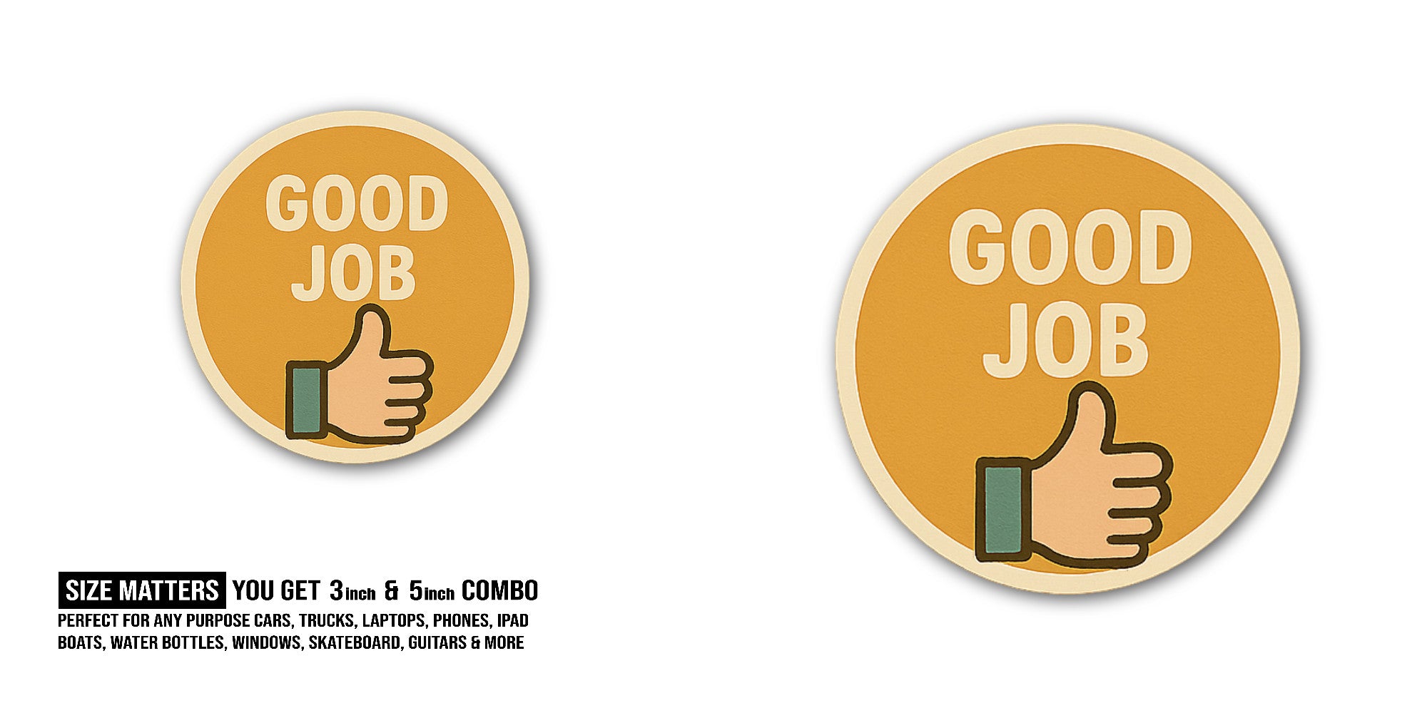 GOOD JOB With Great Hand Sticker, Waterproof Vinyl Decal Sticker Indoor Or Outdoor 2 (Pieces) 3" and 5"