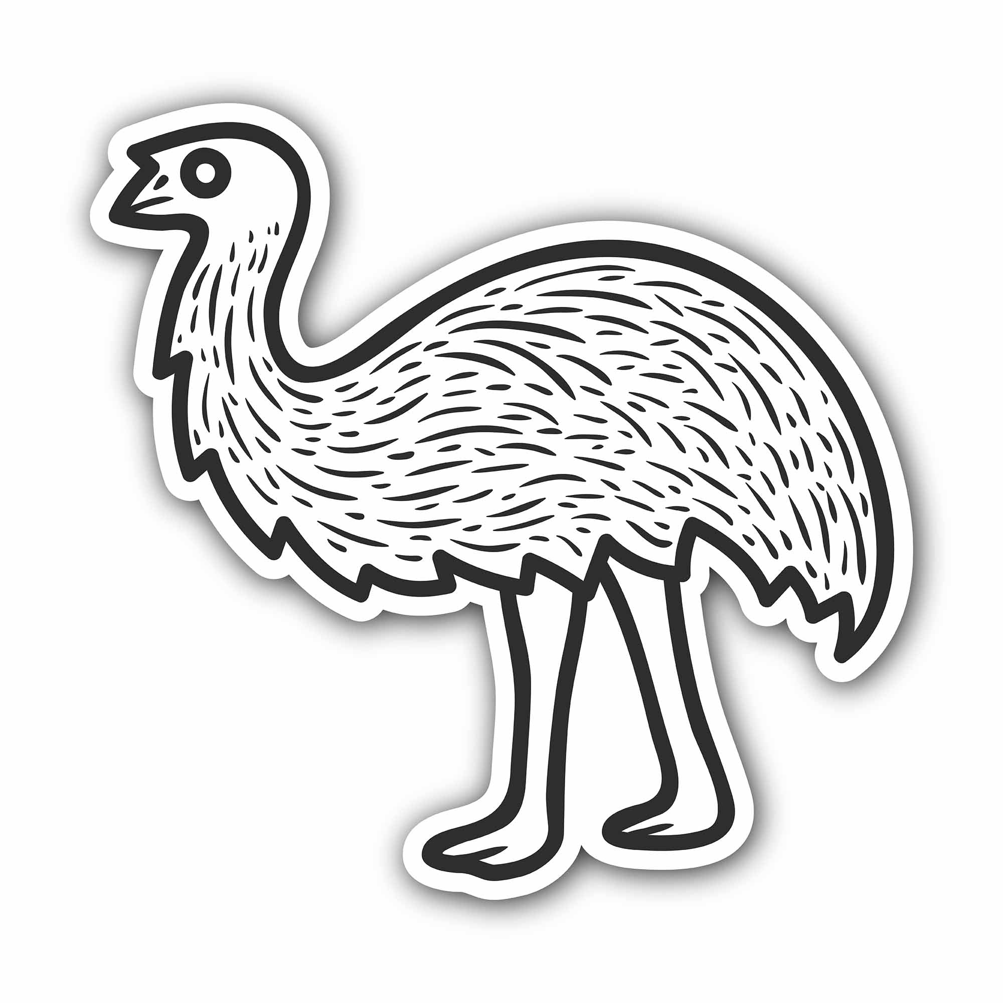 Emu Vector Sticker, Waterproof Vinyl Decal Sticker Indoor Or Outdoor 2 (Pieces) 3" and 5"