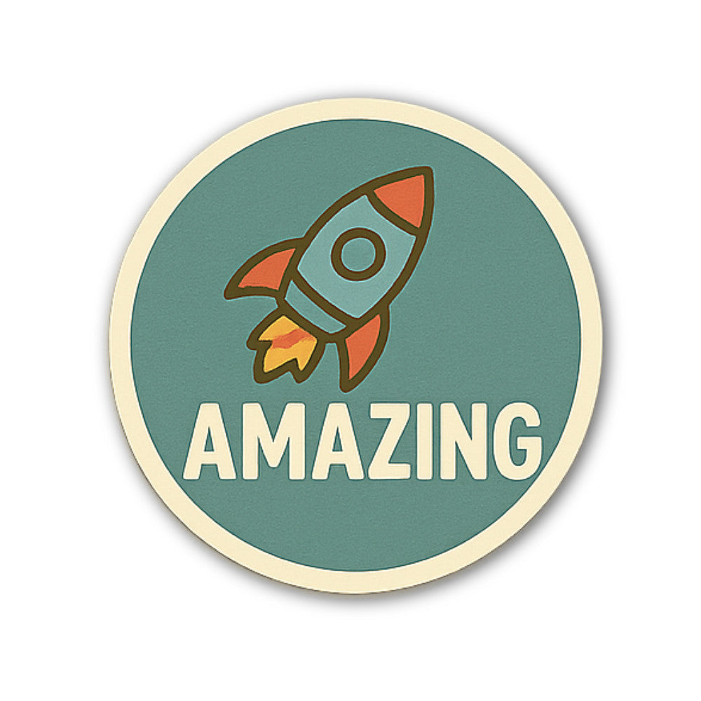 AMAZING Super Rocket Sticker, Waterproof Vinyl Decal Sticker Indoor Or Outdoor 2 (Pieces) 3" and 5"