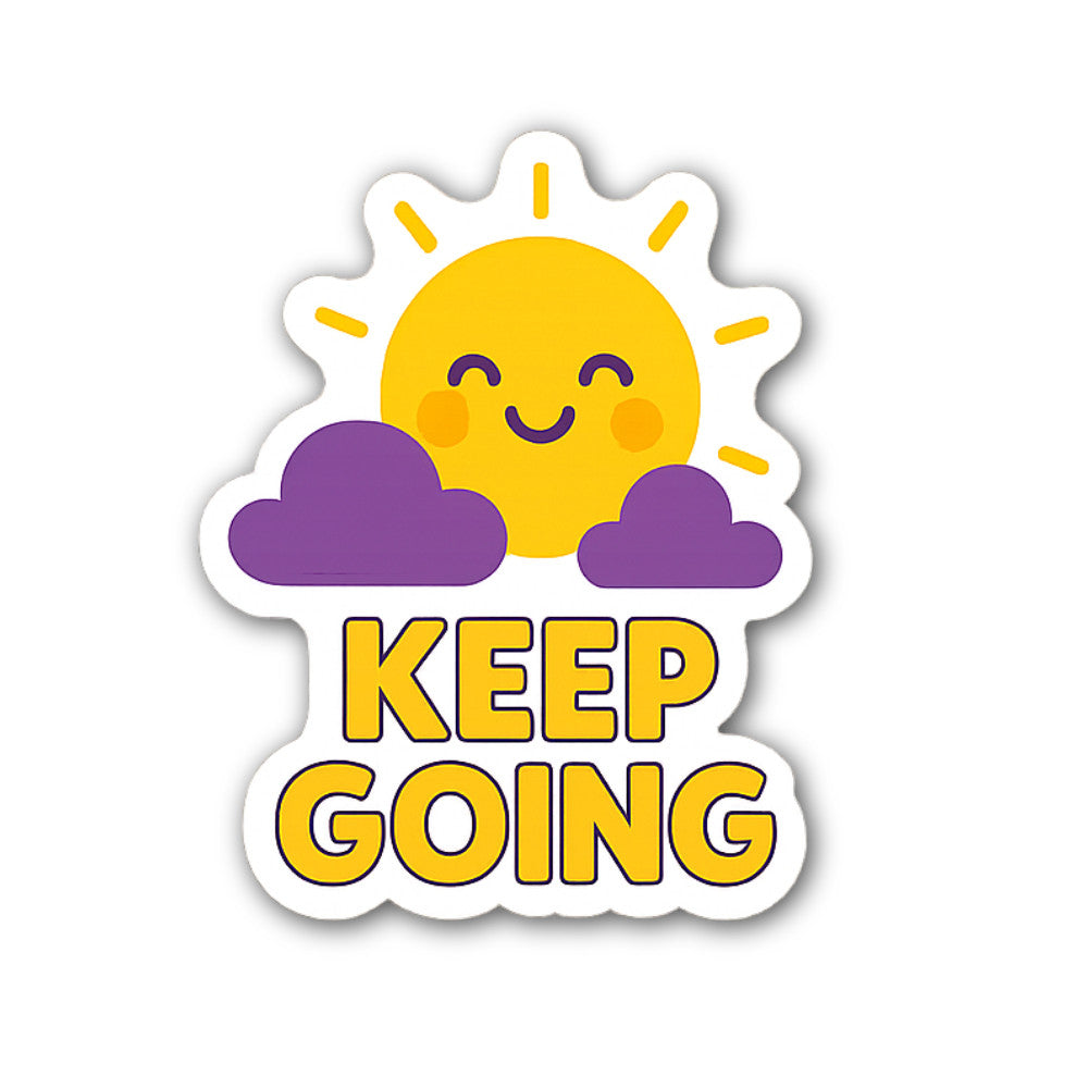 KEEP GOING Sunshine Sticker, Waterproof Vinyl Decal Sticker Indoor Or Outdoor 2 (Pieces) 3" and 5"