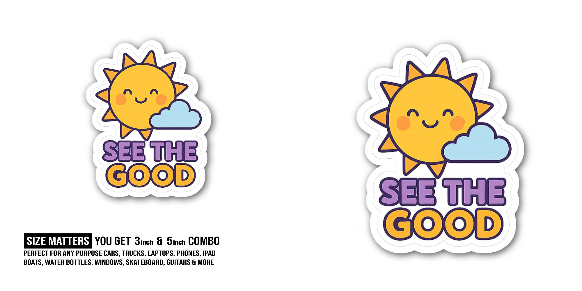 SEE THE G@OD Sticker, Waterproof Vinyl Decal Sticker Indoor Or Outdoor 2 (Pieces) 3" and 5"