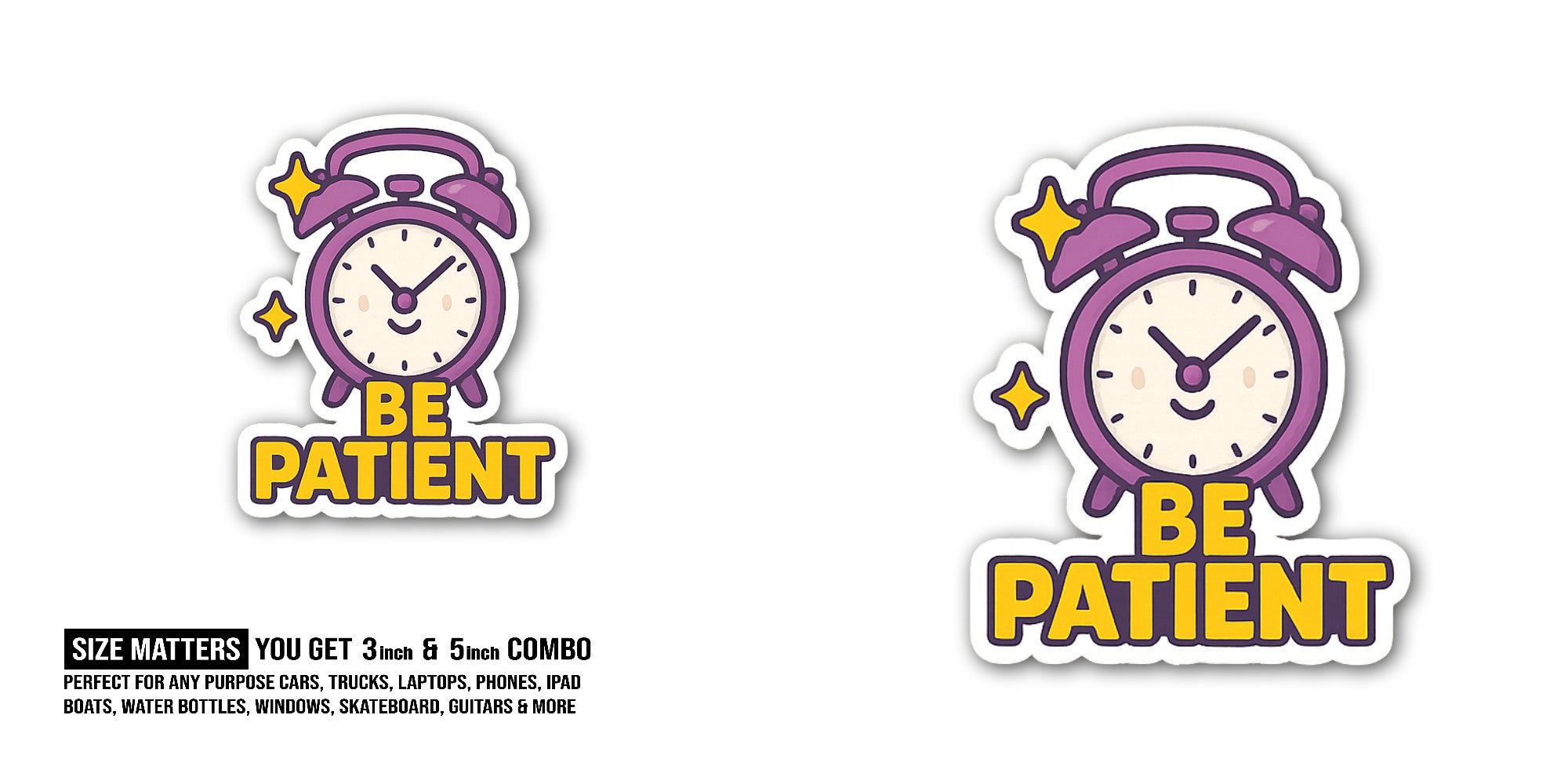 P@TIENT Sticker, Waterproof Vinyl Decal Sticker Indoor Or Outdoor 2 (Pieces) 3" and 5"