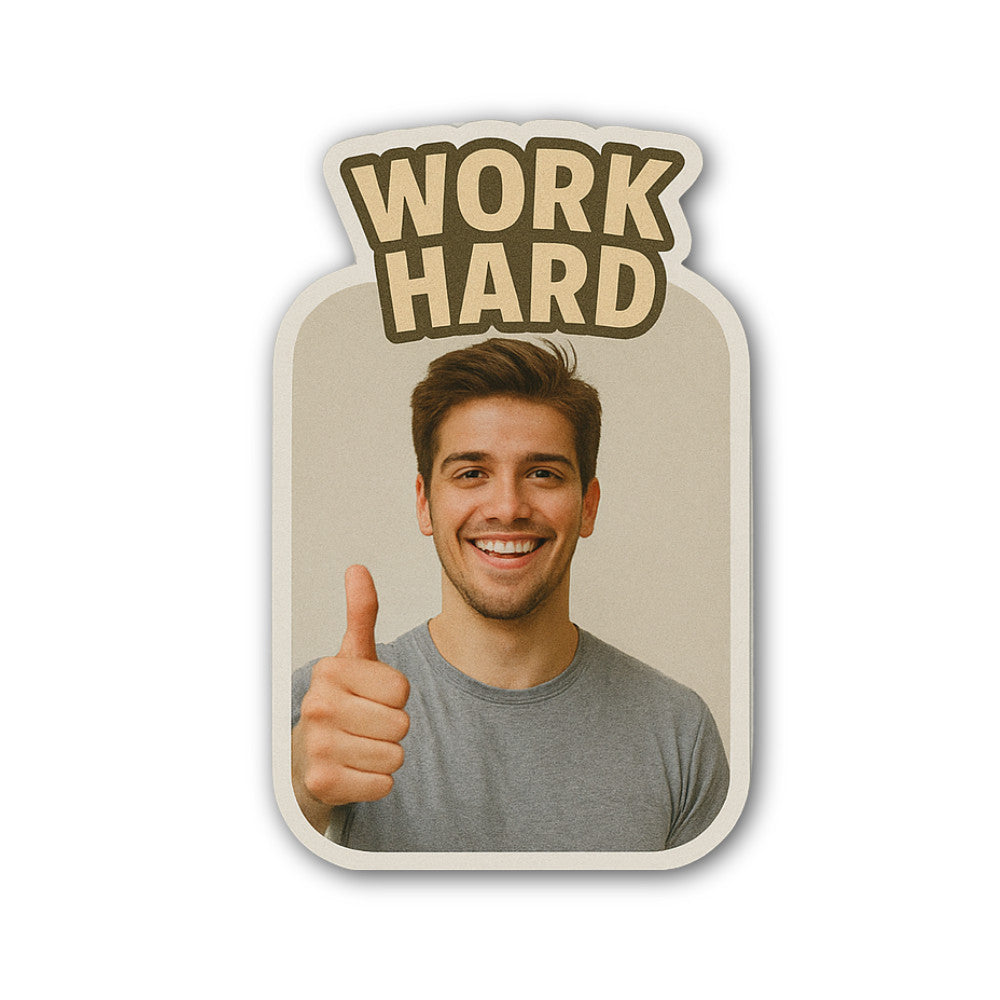 WORK HARD IN BOY Sticker, Waterproof Vinyl Decal Sticker Indoor Or Outdoor 2 (Pieces) 3" and 5"
