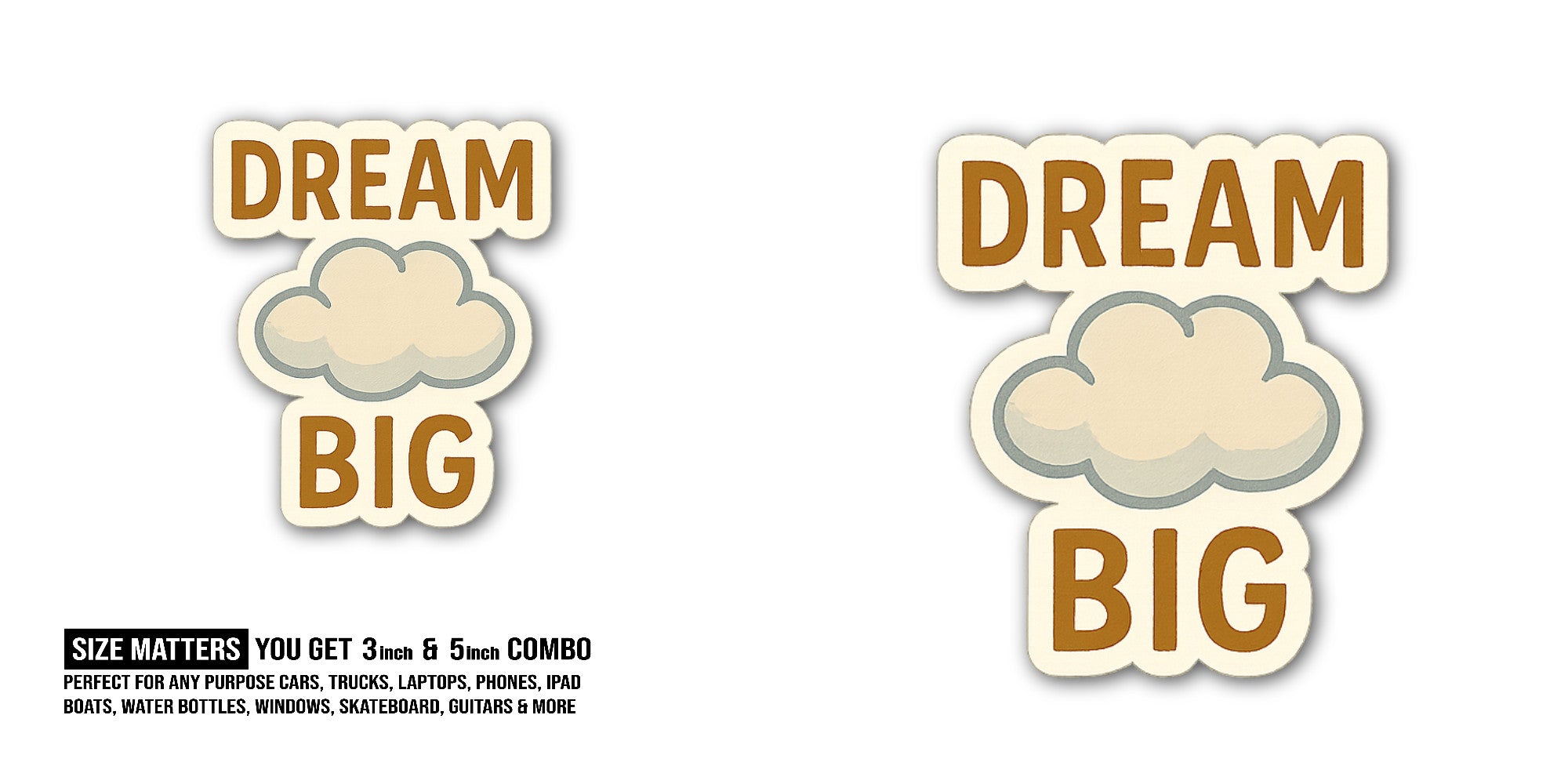 DREAM B@G Sticker, Waterproof Vinyl Decal Sticker Indoor Or Outdoor 2 (Pieces) 3" and 5"