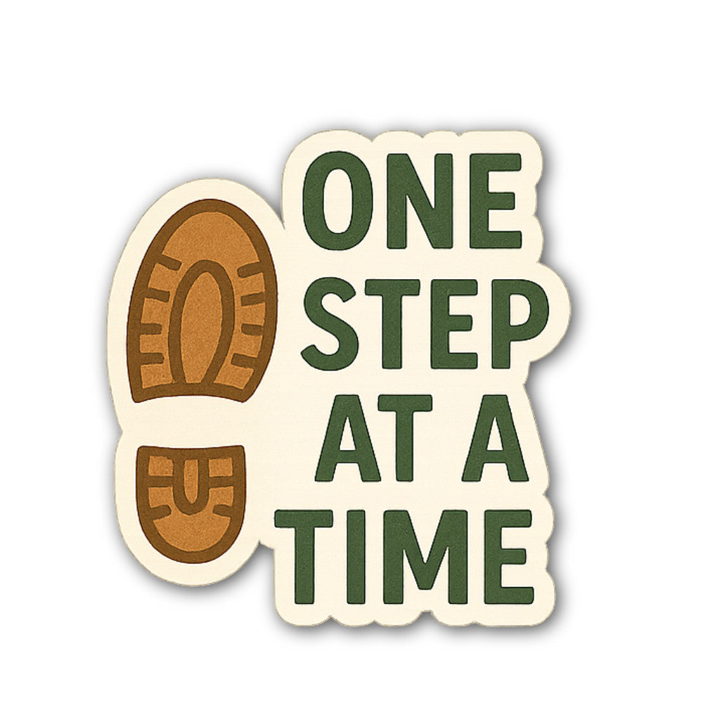 ONE@ STEP AT A TIME Sticker, Waterproof Vinyl Decal Sticker Indoor Or Outdoor 2 (Pieces) 3" and 5"