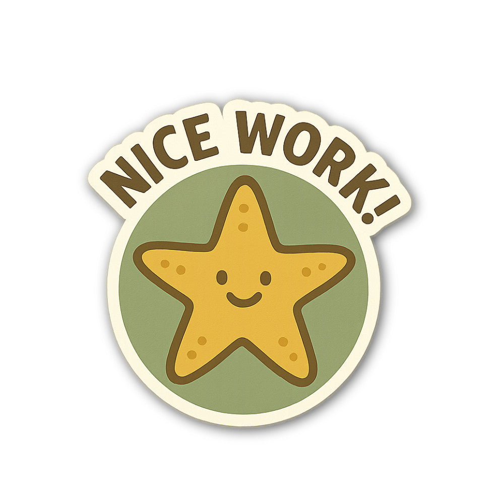 NICE WORK @ STAR Sticker, Waterproof Vinyl Decal Sticker Indoor Or Outdoor 2 (Pieces) 3" and 5"