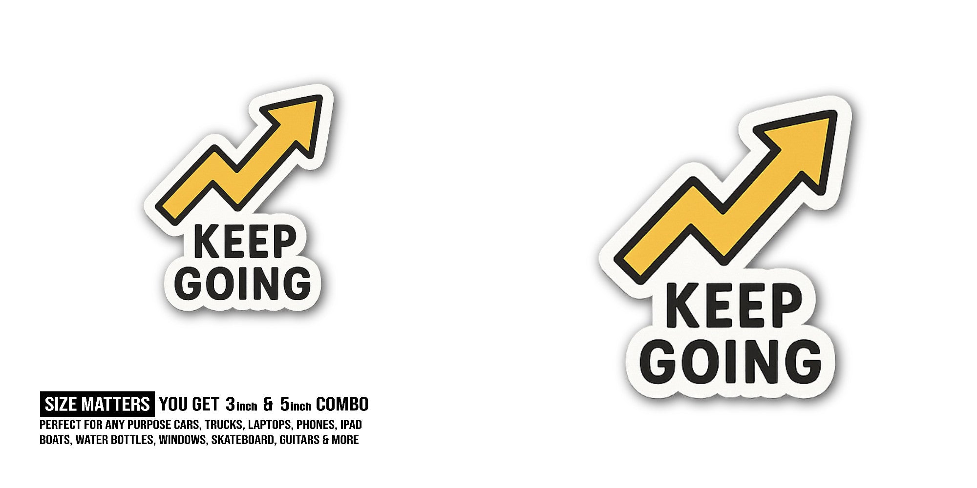 Trending up Sticker, Waterproof Vinyl Decal Sticker Indoor Or Outdoor 2 (Pieces) 3" and 5"