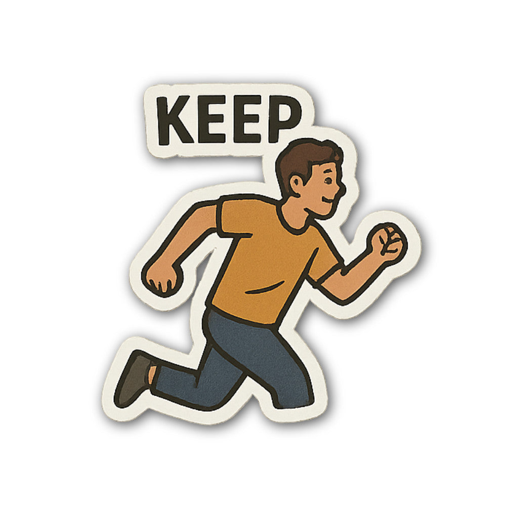 Boy in a running Sticker, Waterproof Vinyl Decal Sticker Indoor Or Outdoor 2 (Pieces) 3" and 5"