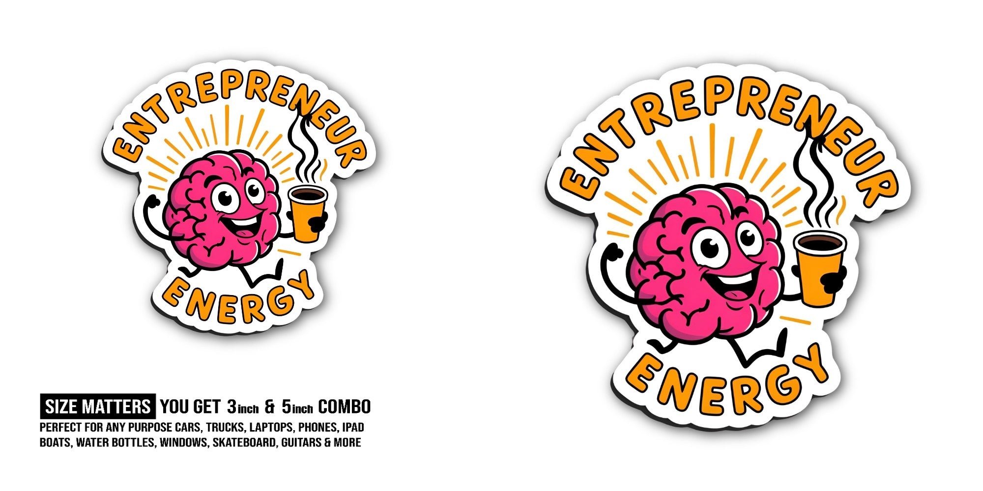 ENTREPRENEU ENERGY Sticker, Waterproof Vinyl Decal Sticker Indoor Or Outdoor 2 (Pieces) 3" and 5"