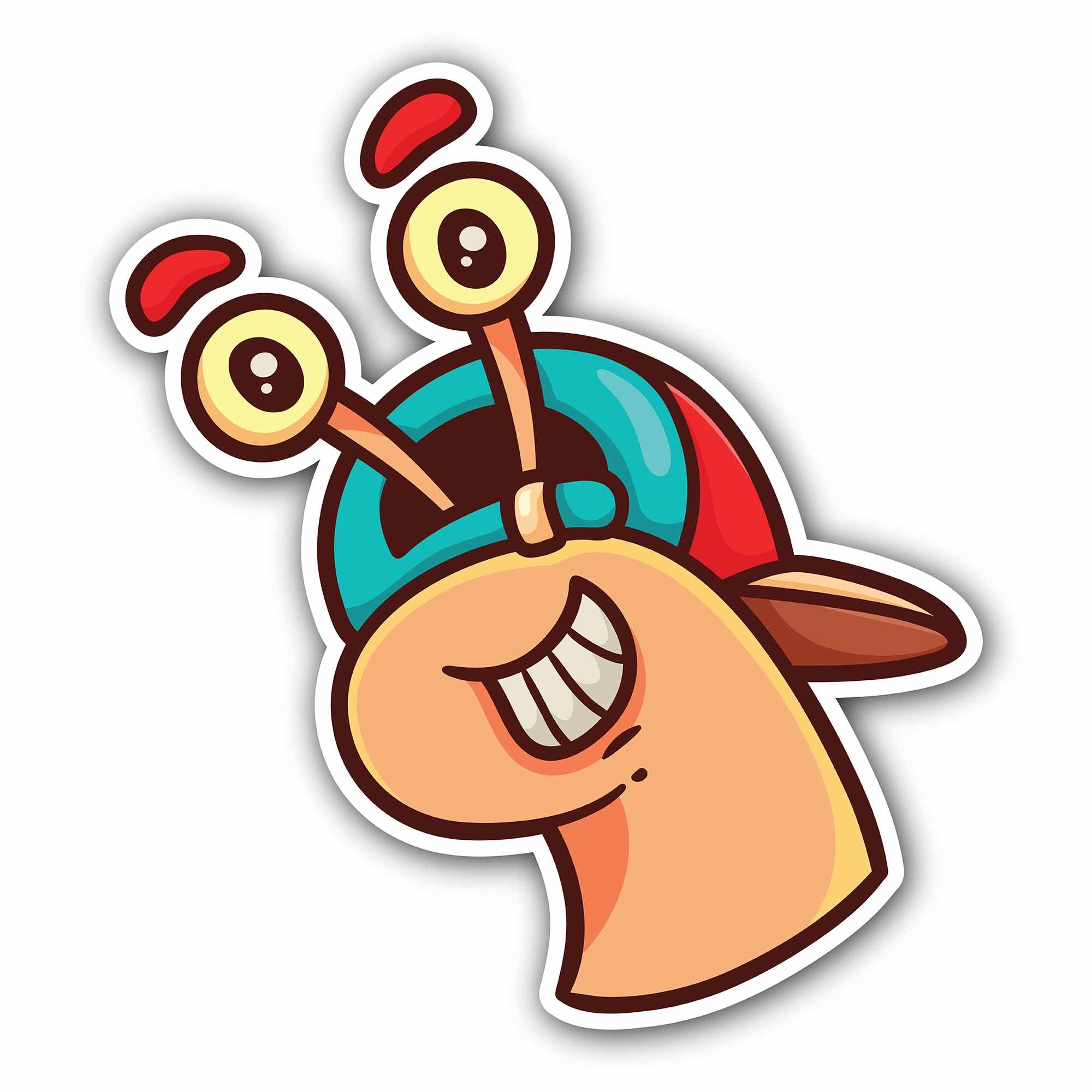 Smiling with Snail Sticker, Waterproof Vinyl Decal Sticker Indoor Or Outdoor 2 (Pieces) 3" and 5"