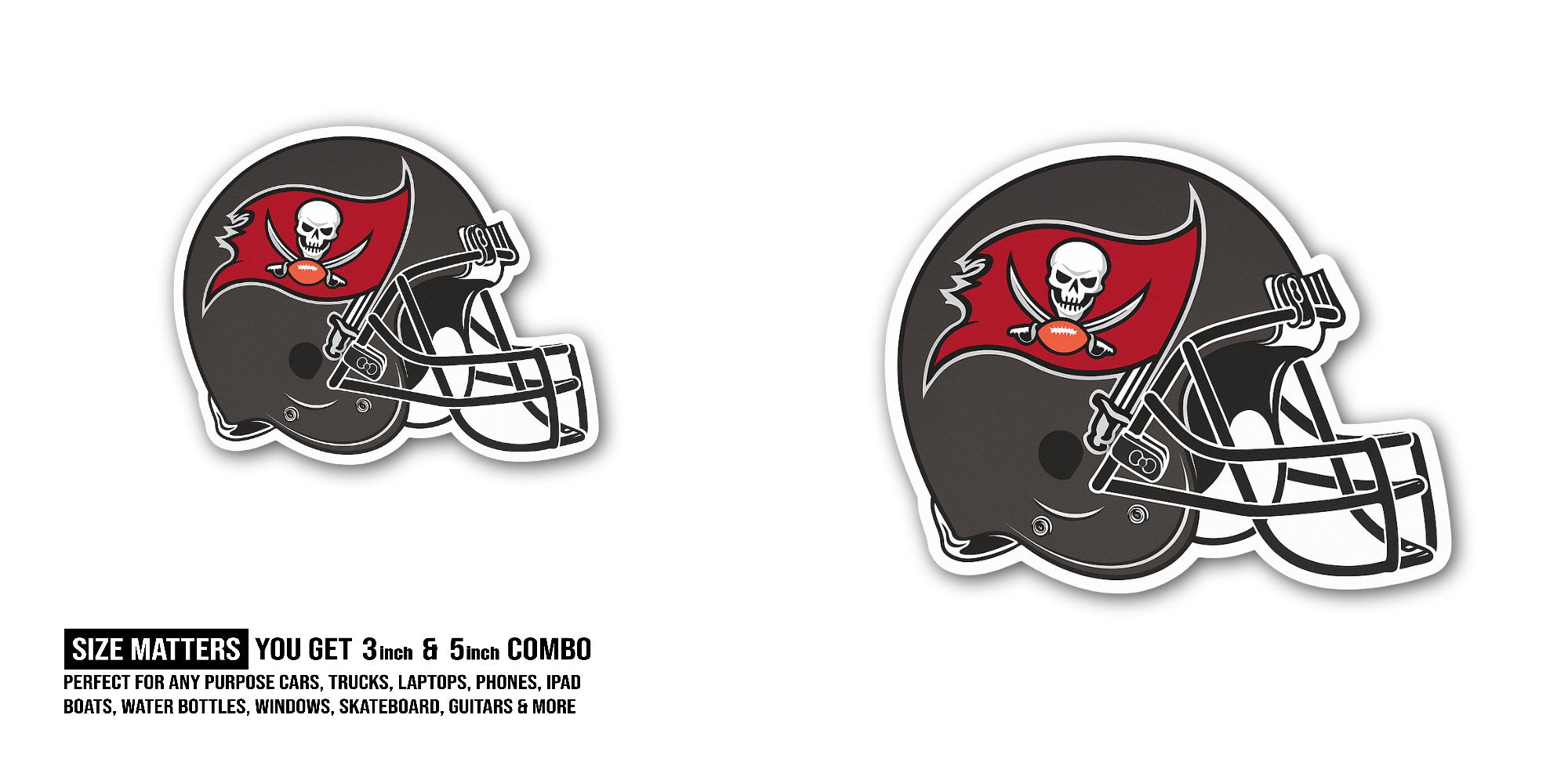 red and black colour football helmetl helmet Sticker, Waterproof Vinyl Decal Sticker Indoor Or Outdoor 2 (Pieces) 3" and 5"