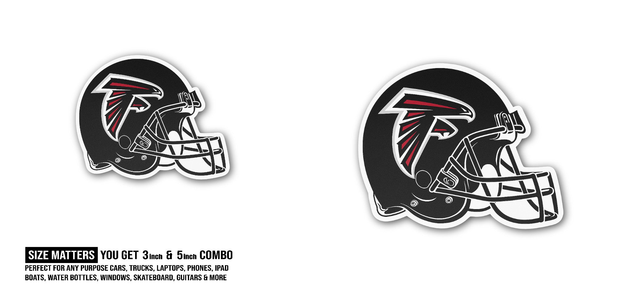 cute black colour football helmet Sticker, Waterproof Vinyl Decal Sticker Indoor Or Outdoor 2 (Pieces) 3" and 5"
