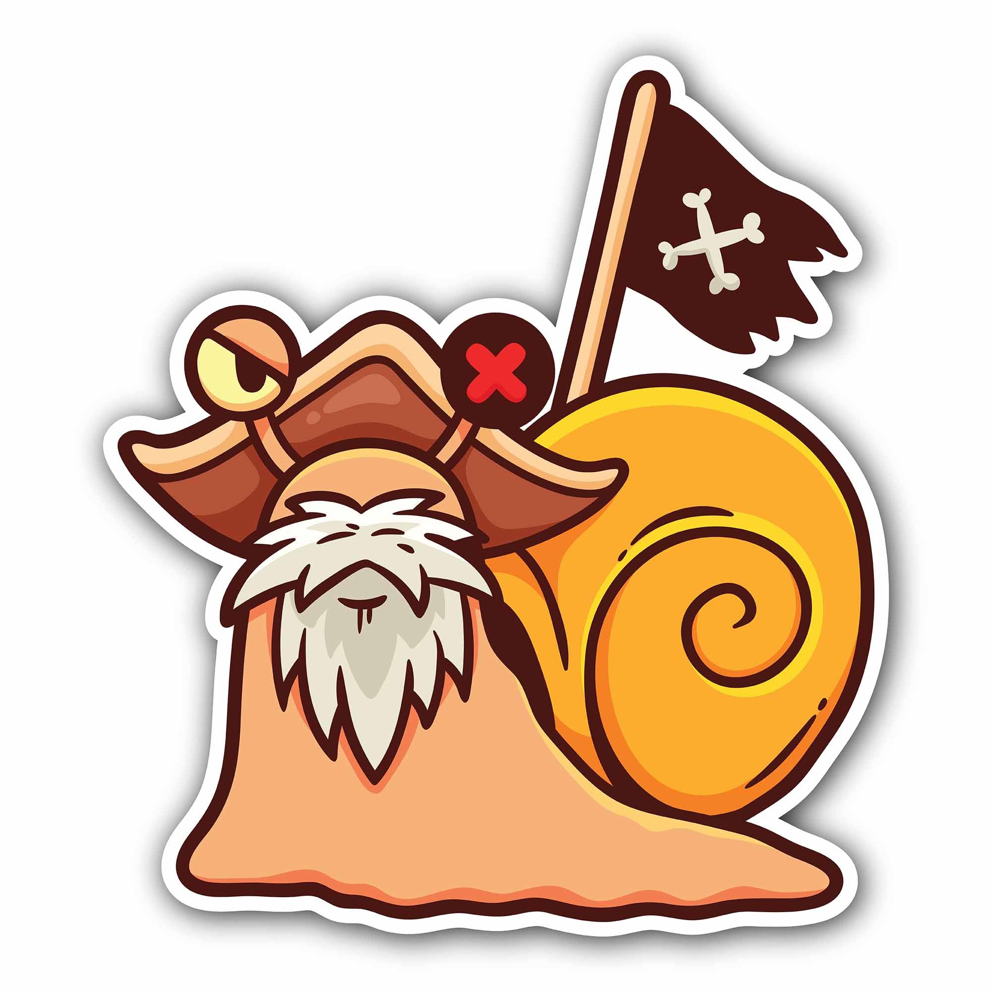 Pirates Snail Sticker, Waterproof Vinyl Decal Sticker Indoor Or Outdoor 2 (Pieces) 3" and 5"