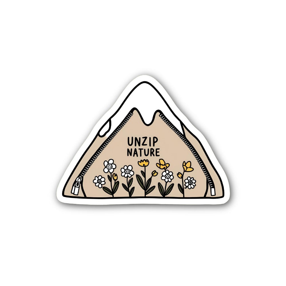 UNZIP NATURE Sticker, Waterproof Vinyl Decal Sticker Indoor Or Outdoor 2 (Pieces) 3" and 5"