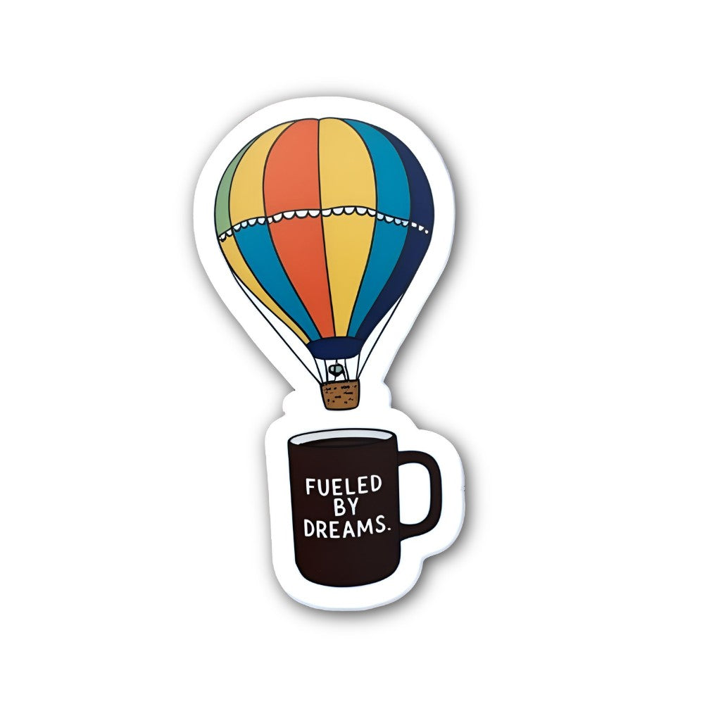 FUELED BY DREAMS. Sticker, Waterproof Vinyl Decal Sticker Indoor Or Outdoor 2 (Pieces) 3" and 5"