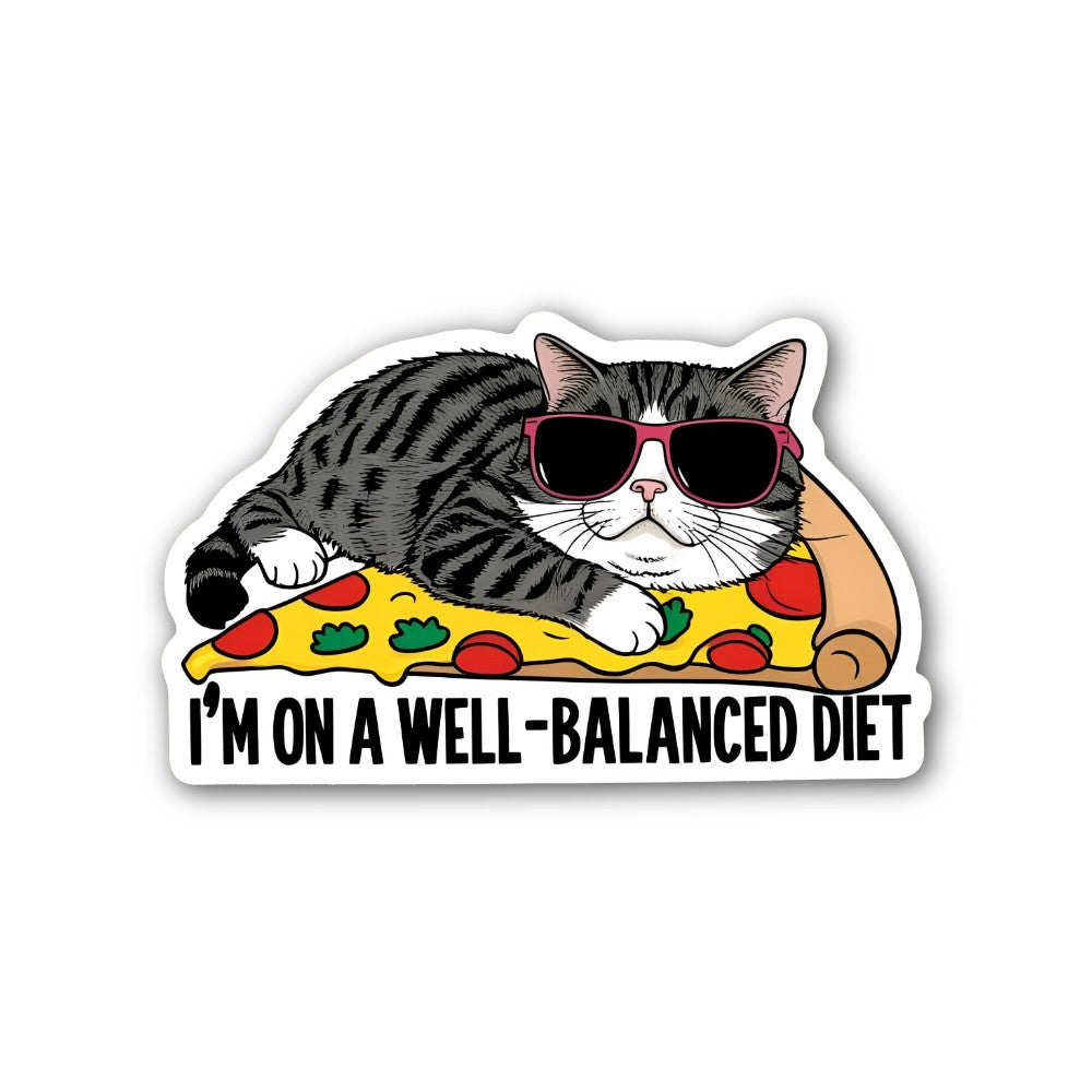 I'M ON A WELL-BALANCED DIET Sticker, Waterproof Vinyl Decal Sticker Indoor Or Outdoor 2 (Pieces) 3" and 5"