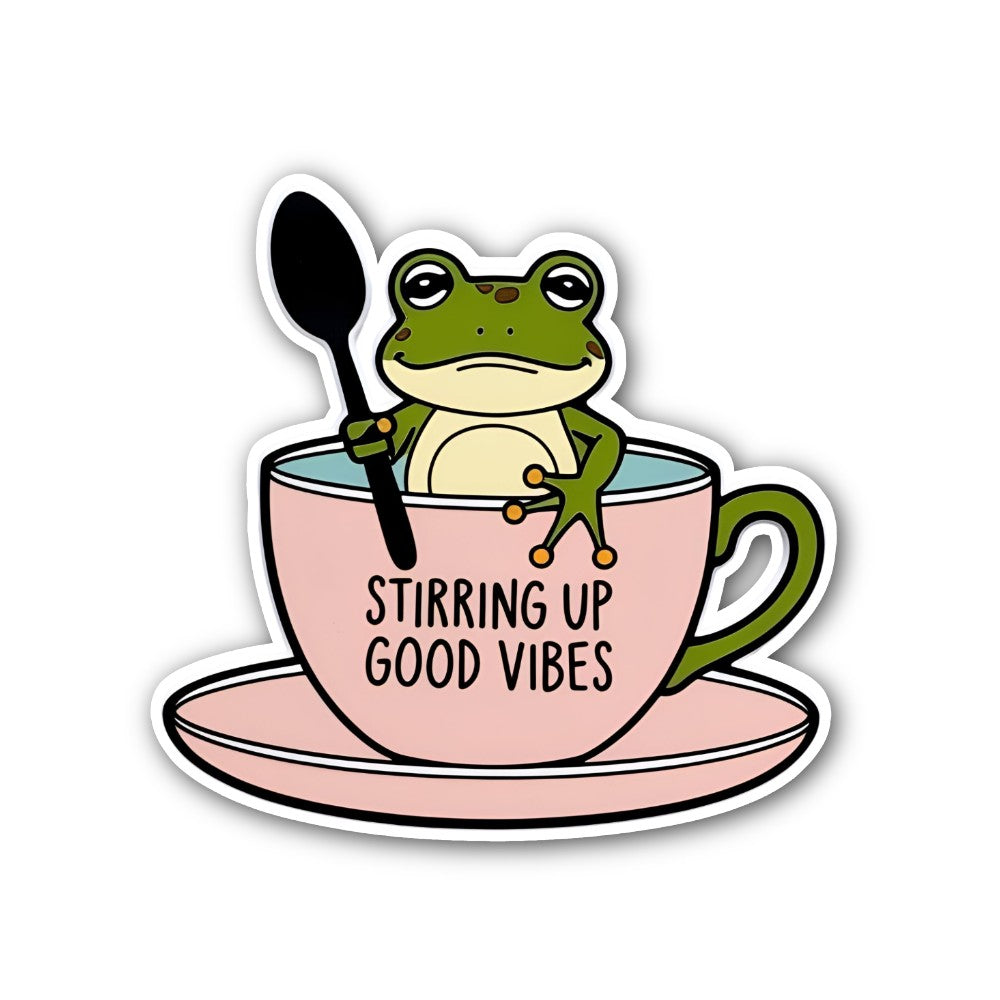STIRRING UP GOOD VIBES Sticker, Waterproof Vinyl Decal Sticker Indoor Or Outdoor 2 (Pieces) 3" and 5"