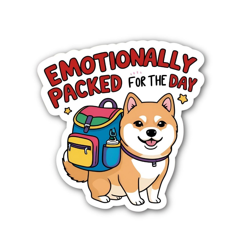 EMOTIONALLY PACKED FOR THE DAY Sticker, Waterproof Vinyl Decal Sticker Indoor Or Outdoor 2 (Pieces) 3" and 5"