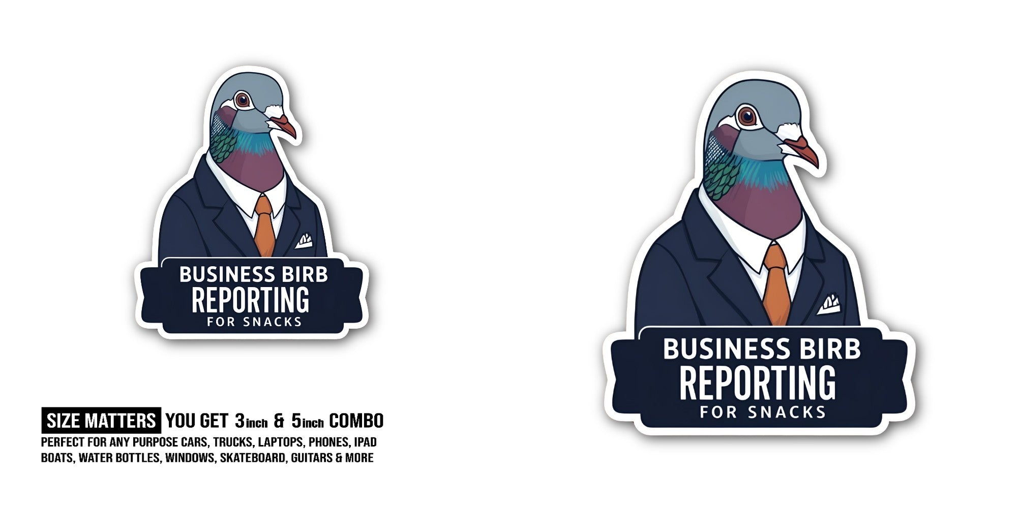 BUSINESS BIRB REPORTING Sticker, Waterproof Vinyl Decal Sticker Indoor Or Outdoor 2 (Pieces) 3" and 5"