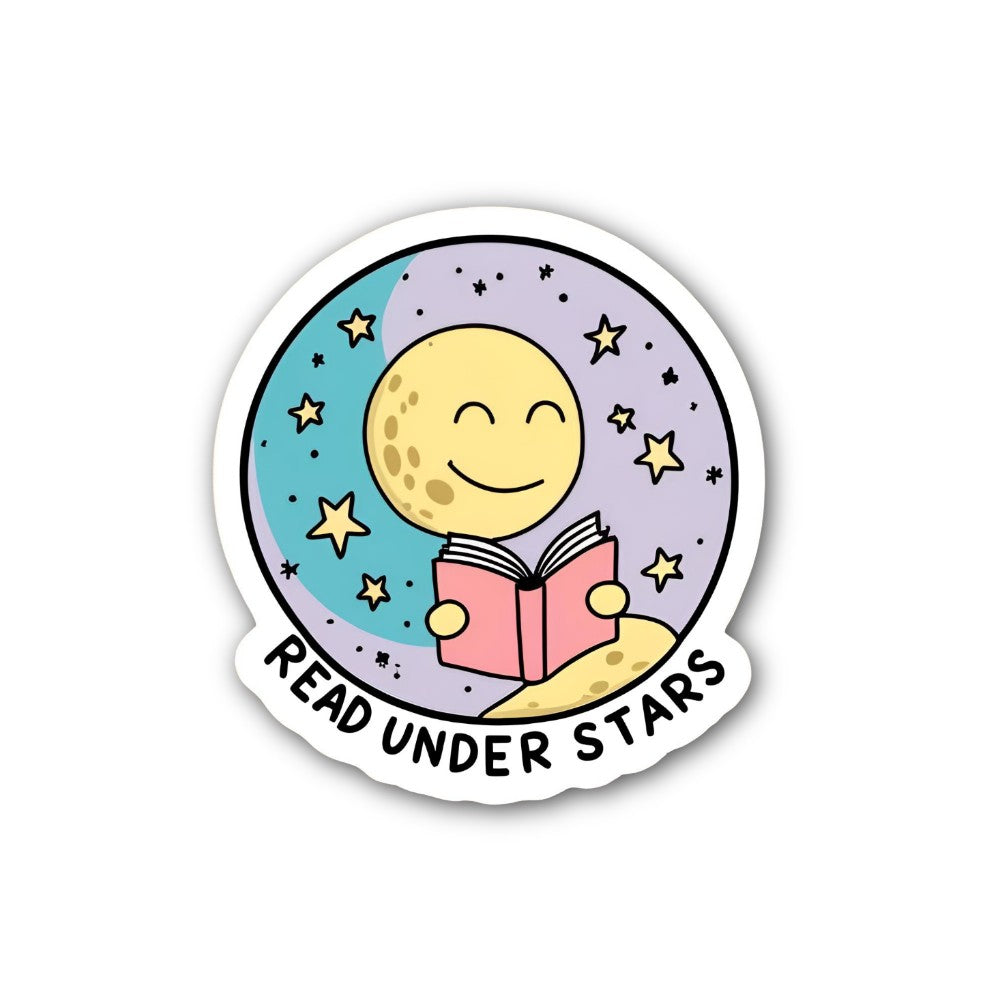 READ UNDER STARS Sticker, Waterproof Vinyl Decal Sticker Indoor Or Outdoor 2 (Pieces) 3" and 5"