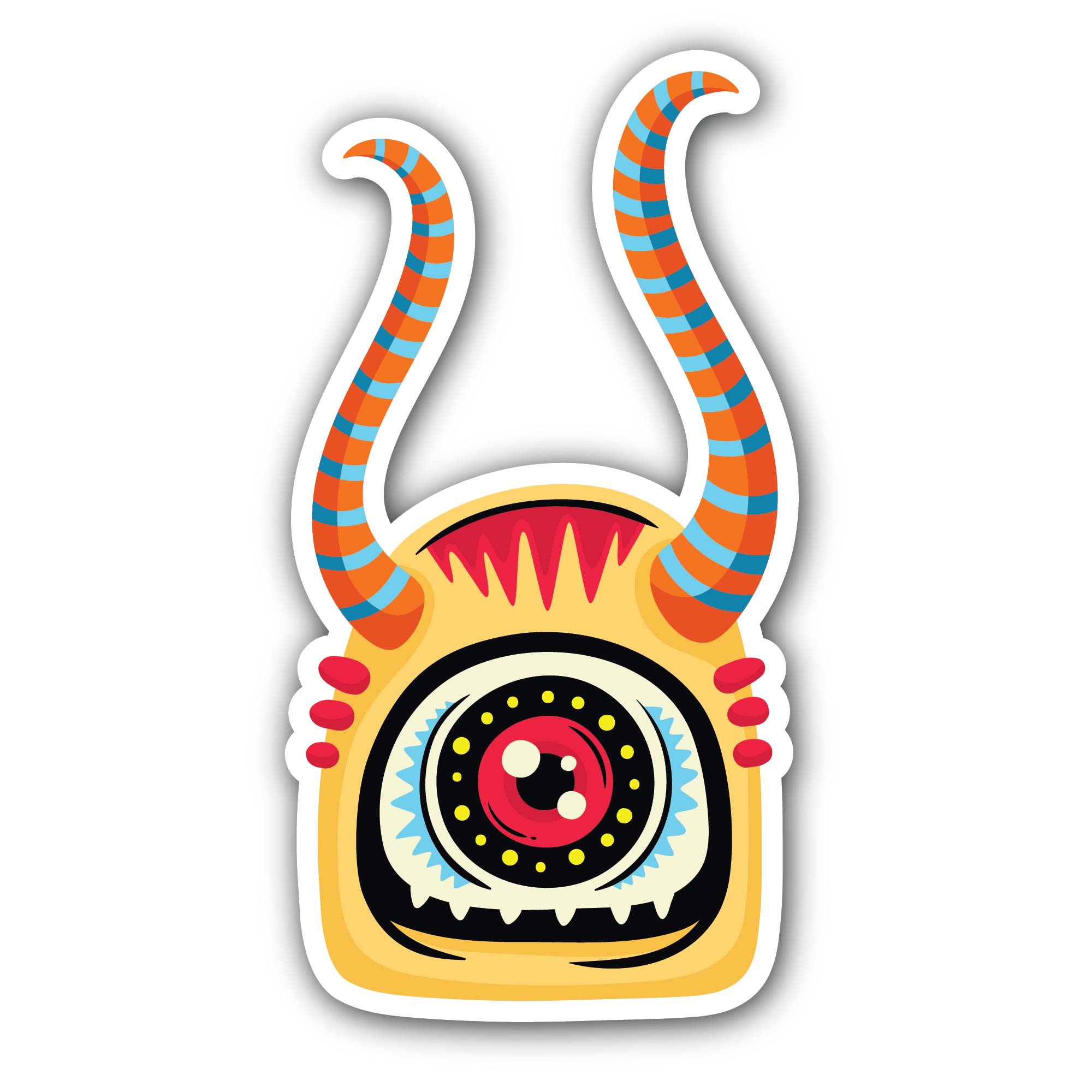 Cute Monster Sticker, Waterproof Vinyl Decal Sticker Indoor Or Outdoor 2 (Pieces) 3" and 5"