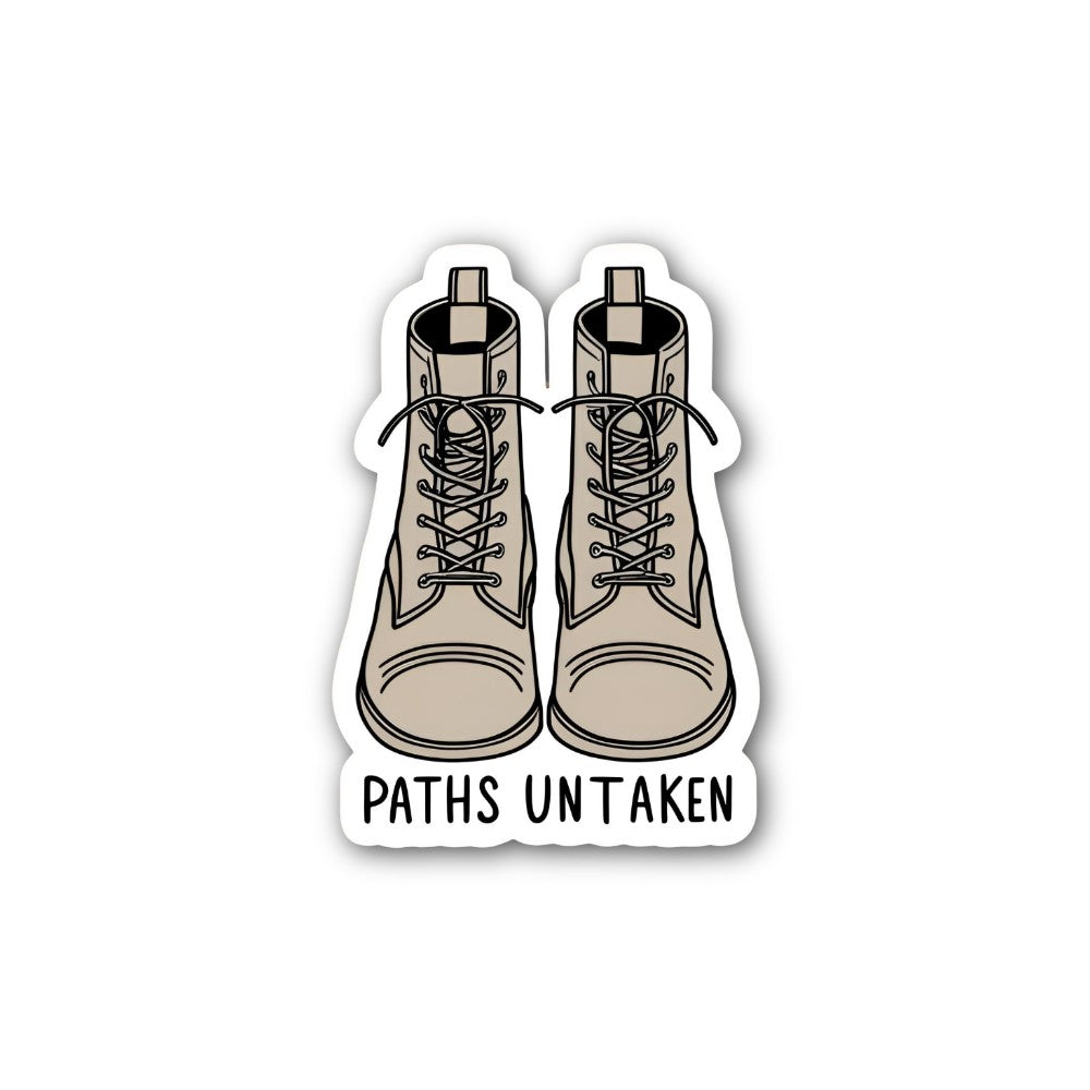 PATHS UNTAKEN SHOES Sticker, Waterproof Vinyl Decal Sticker Indoor Or Outdoor 2 (Pieces) 3" and 5"