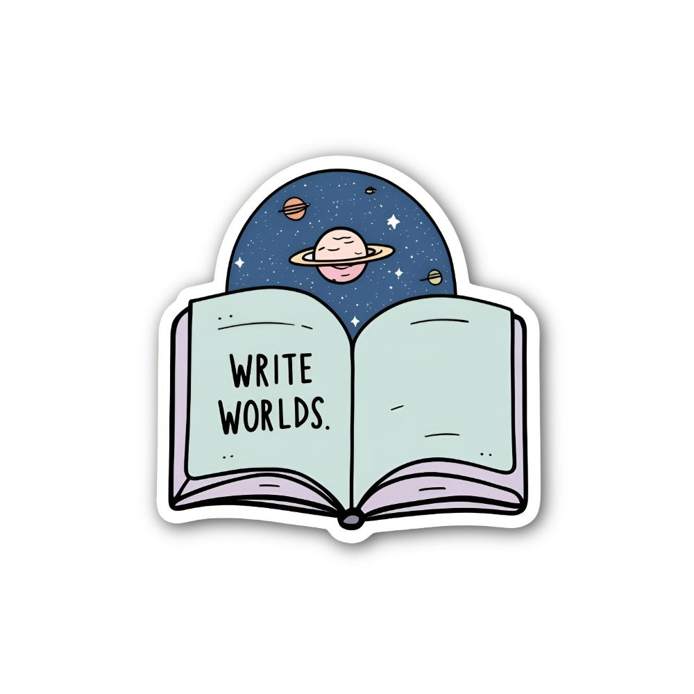 WRITE WORLDS Sticker, Waterproof Vinyl Decal Sticker Indoor Or Outdoor 2 (Pieces) 3" and 5"