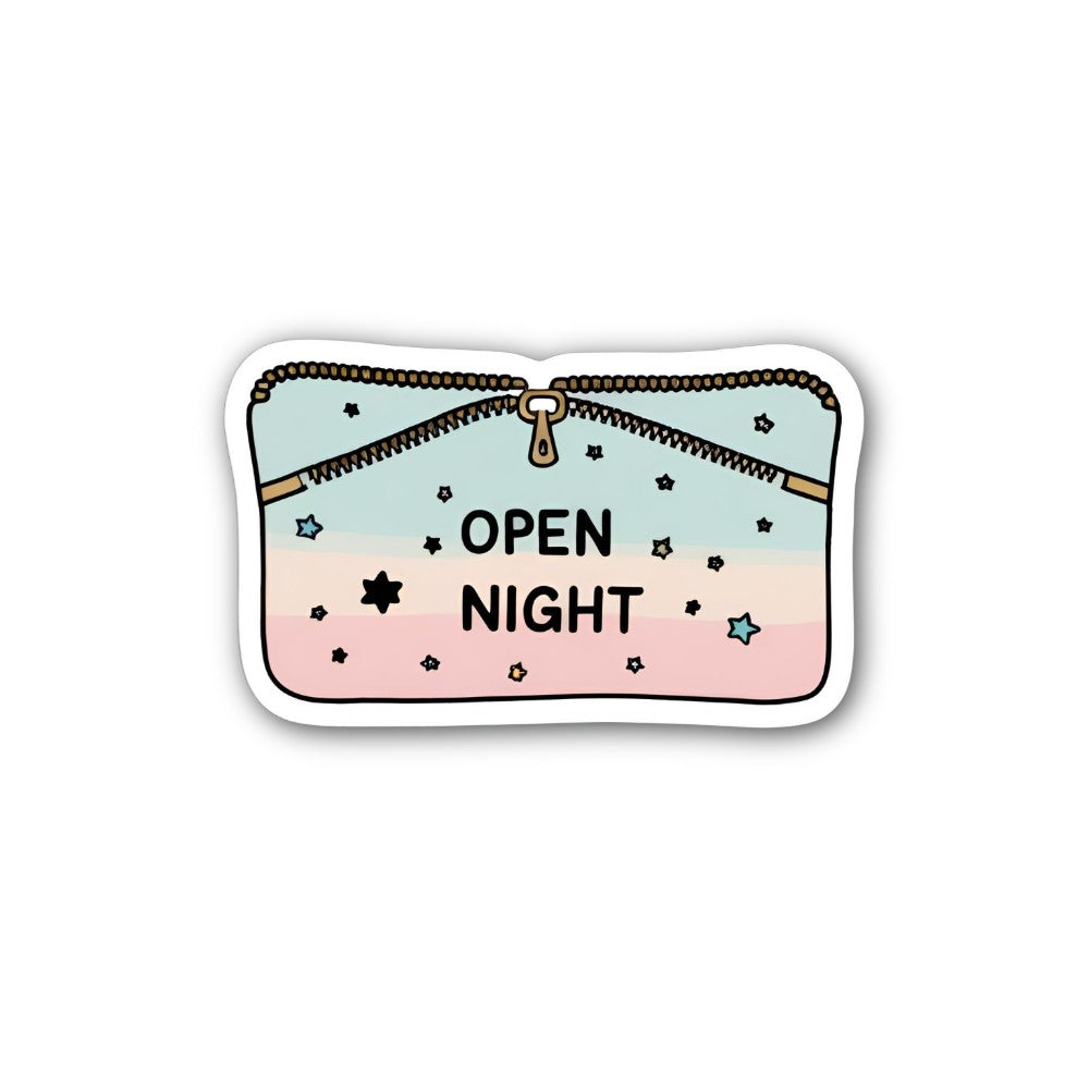 OPEN NIGHT Sticker, Waterproof Vinyl Decal Sticker Indoor Or Outdoor 2 (Pieces) 3" and 5"