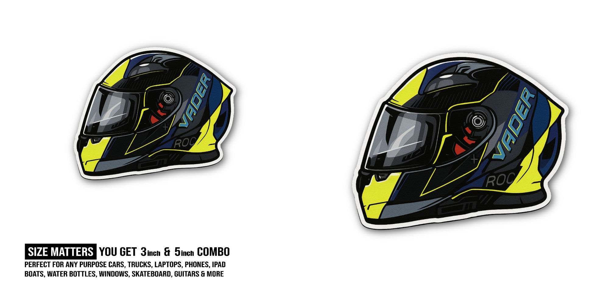 Light Green & Black Mixed Motorcycle Helmet Sticker, Waterproof Vinyl Decal Sticker Indoor Or Outdoor 2 (Pieces) 3" and 5"