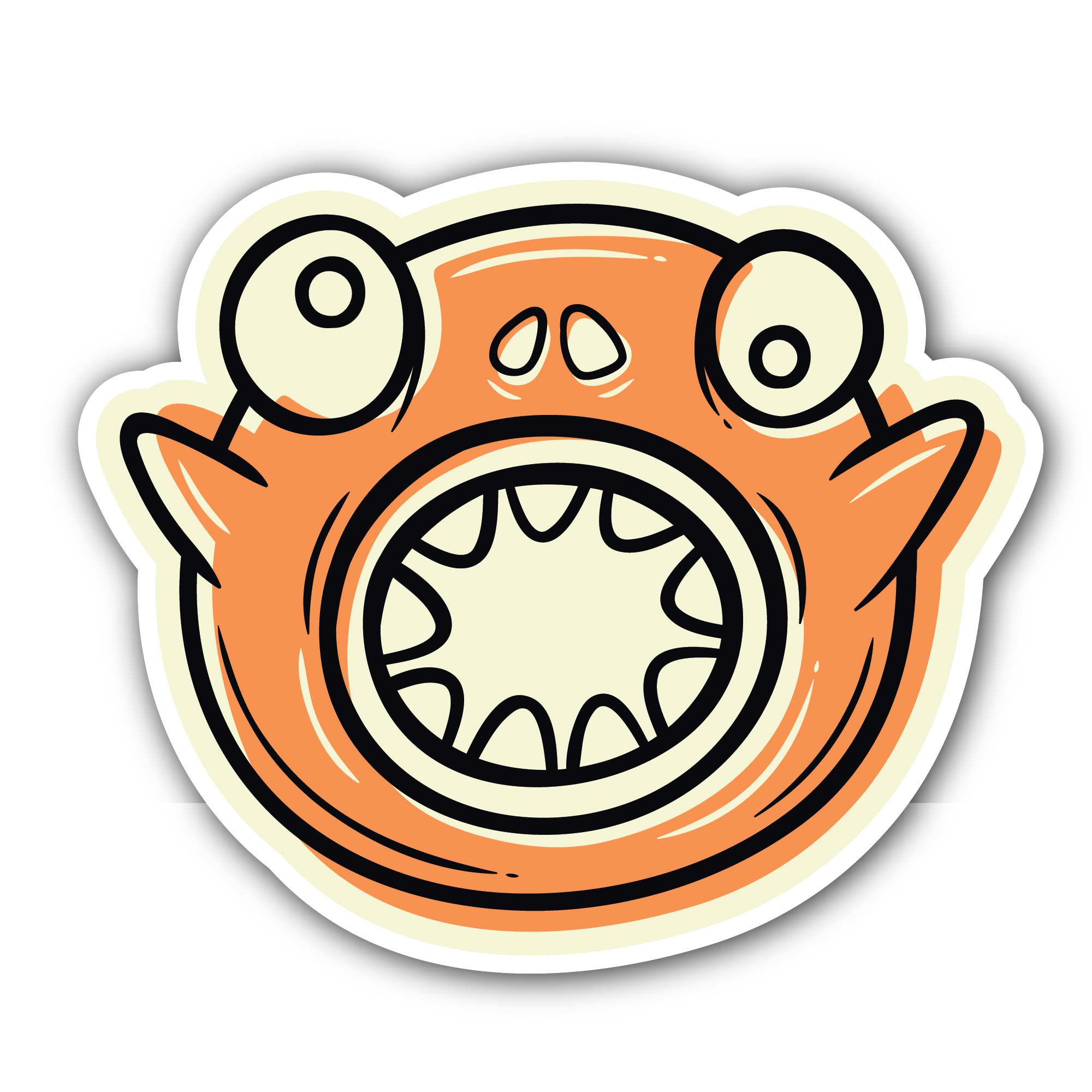 Orange Monster Sticker, Waterproof Vinyl Decal Sticker Indoor Or Outdoor 2 (Pieces) 3" and 5"