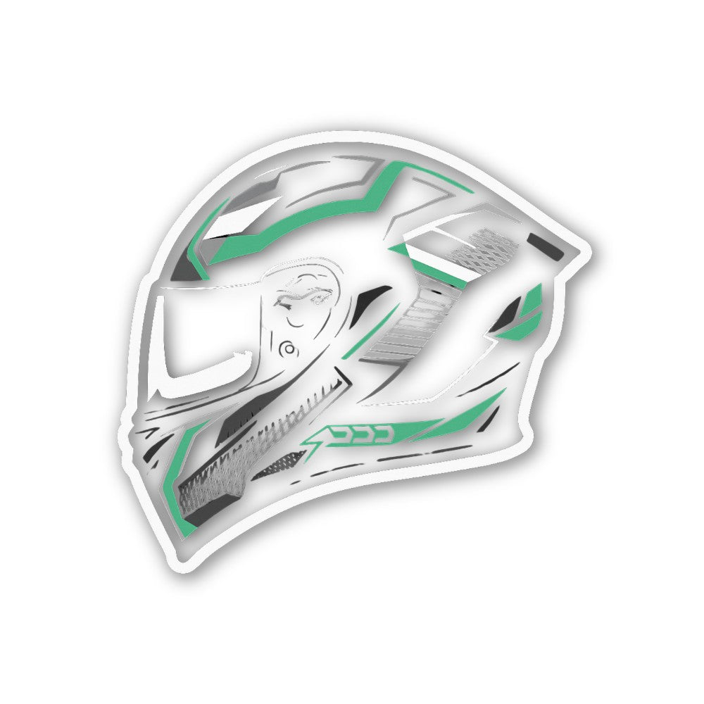White & Green Motorcycle Helmet Sticker, Waterproof Vinyl Decal Sticker Indoor Or Outdoor 2 (Pieces) 3" and 5"