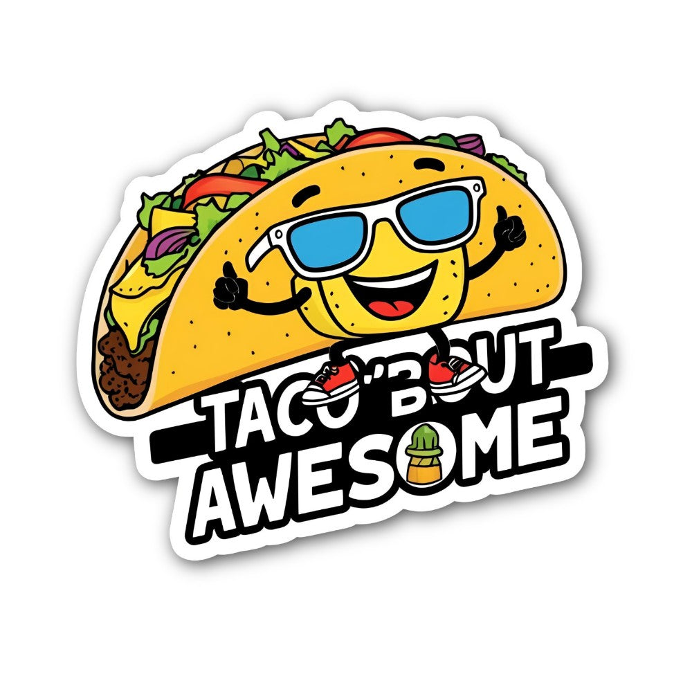 TACOBUT AWESOME Sticker, Waterproof Vinyl Decal Sticker Indoor Or Outdoor 2 (Pieces) 3" and 5"