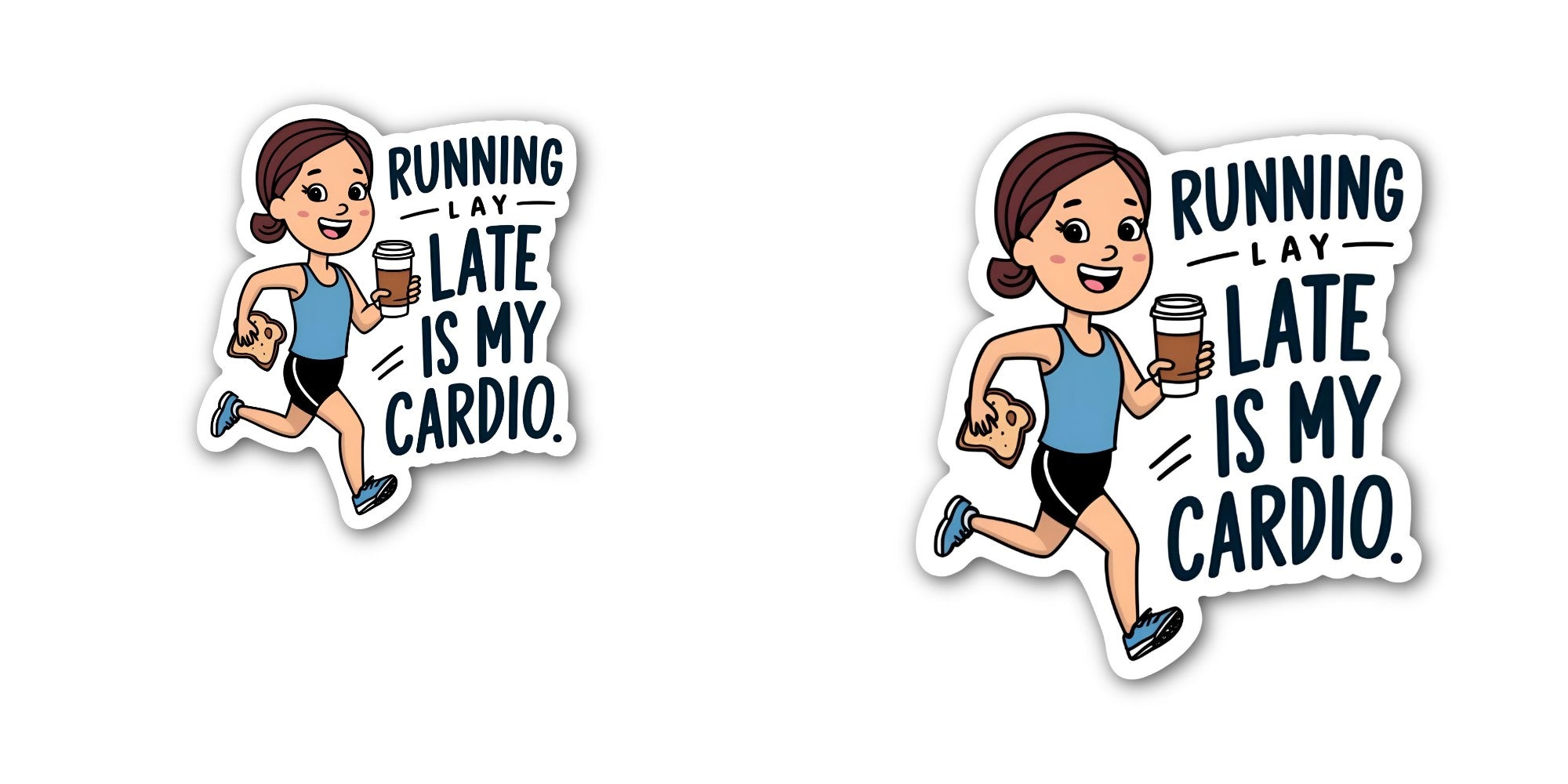 R@NNING -LAY LATE IS MY CARDIO Sticker, Waterproof Vinyl Decal Sticker Indoor Or Outdoor 2 (Pieces) 3" and 5"