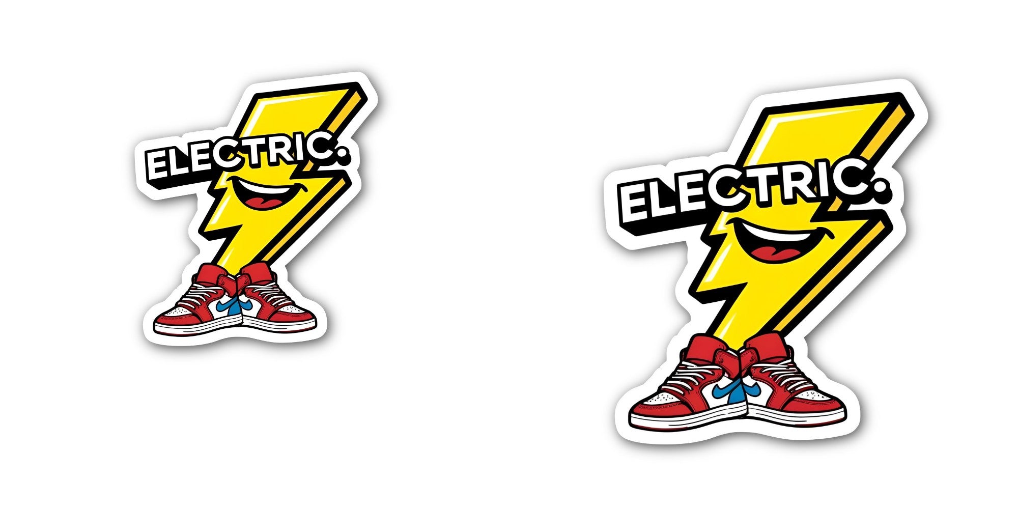 ELECTRIC RED SHOES Sticker, Waterproof Vinyl Decal Sticker Indoor Or Outdoor 2 (Pieces) 3" and 5"