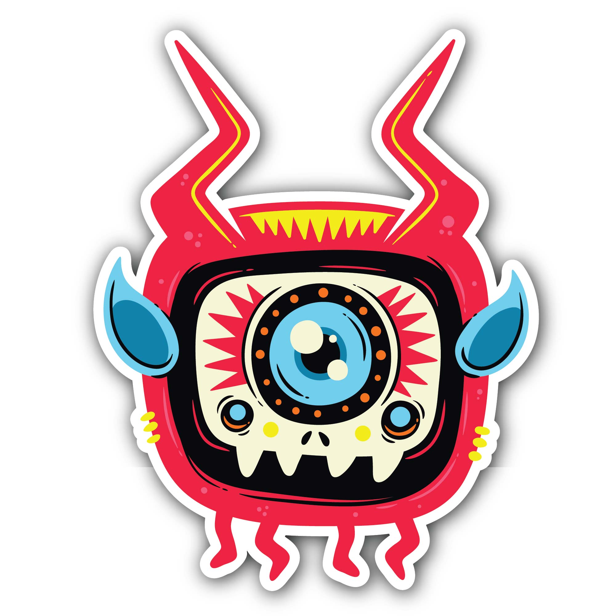 Red Color Monster Sticker, Waterproof Vinyl Decal Sticker Indoor Or Outdoor 2 (Pieces) 3" and 5"
