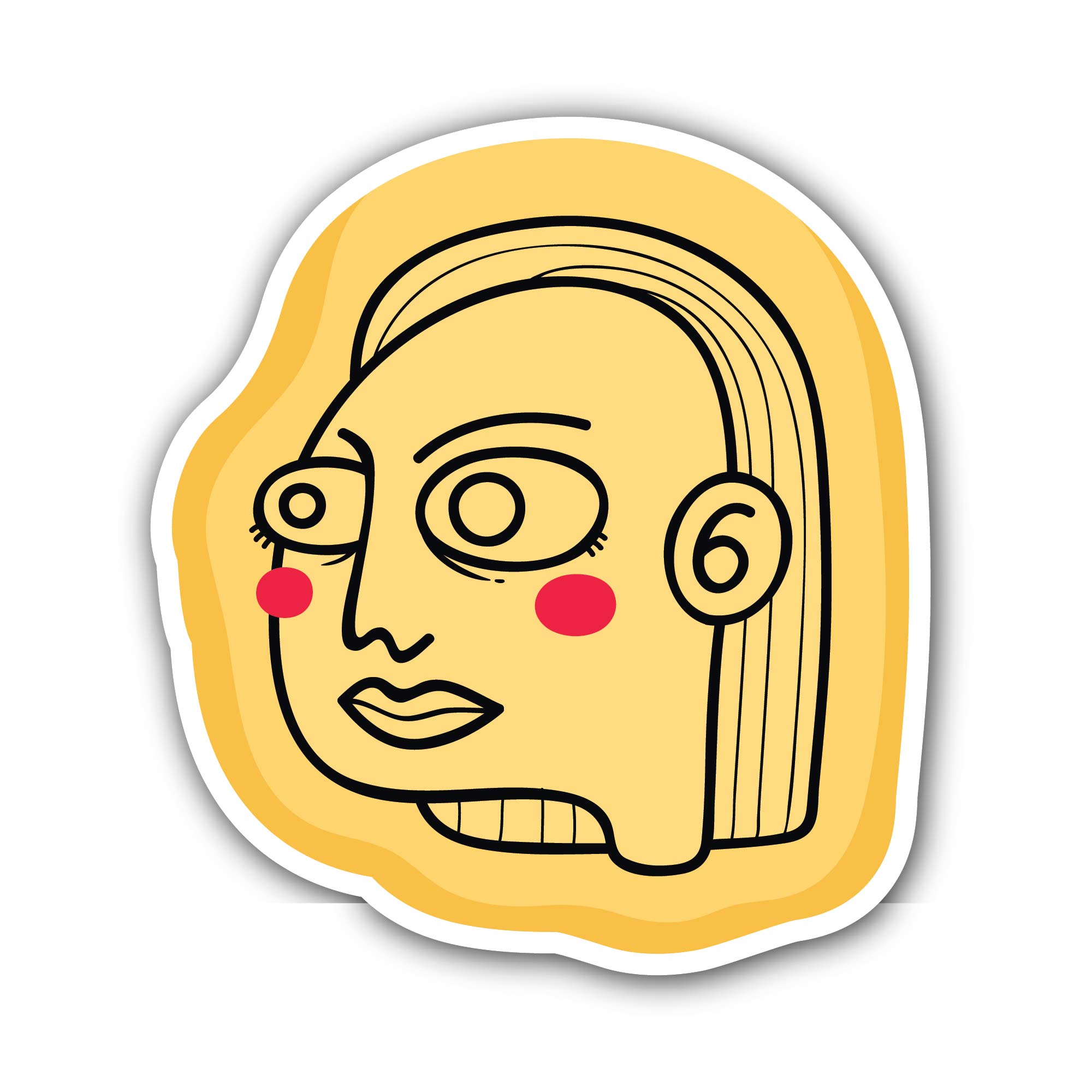 Doodle Girl Art Sticker, Waterproof Vinyl Decal Sticker Indoor Or Outdoor 2 (Pieces) 3" and 5"