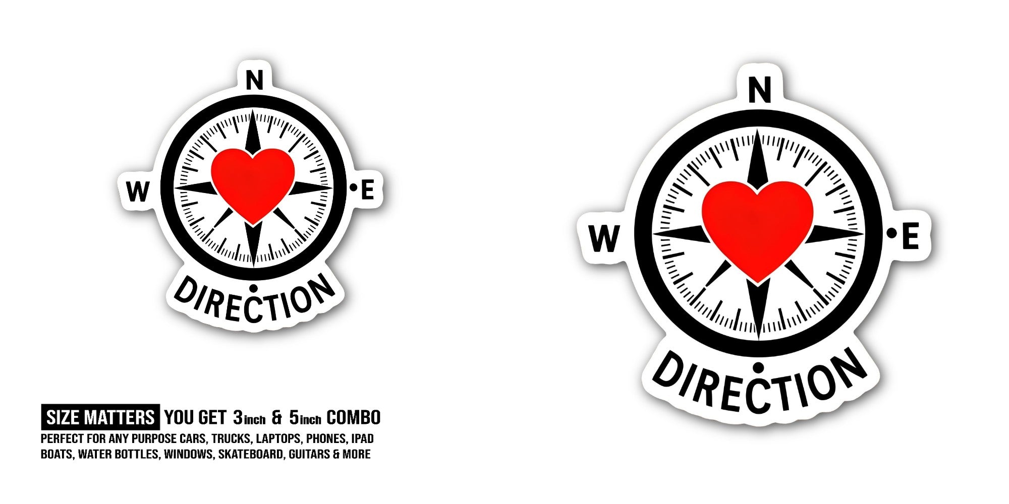DIRECTION Sticker, Waterproof Vinyl Decal Sticker Indoor Or Outdoor 2 (Pieces) 3" and 5"