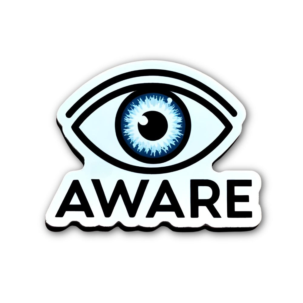 AWARE Sticker, Waterproof Vinyl Decal Sticker Indoor Or Outdoor 2 (Pieces) 3" and 5"