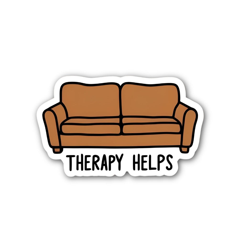 THERAPY HELPS &BROWN SOPA Sticker, Waterproof Vinyl Decal Sticker Indoor Or Outdoor 2 (Pieces) 3" and 5"