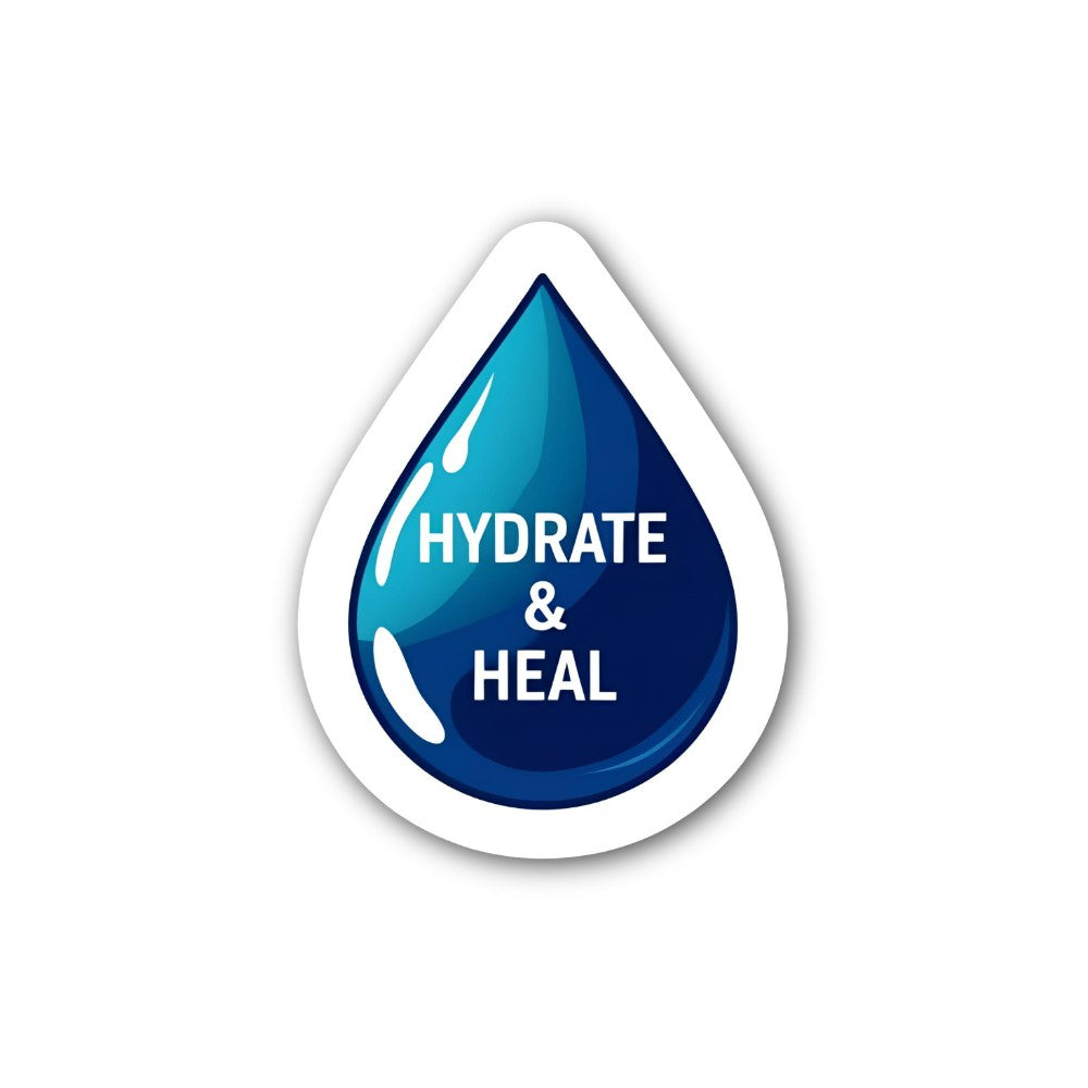 HYDRATE & HEAL Sticker, Waterproof Vinyl Decal Sticker Indoor Or Outdoor 2 (Pieces) 3" and 5"