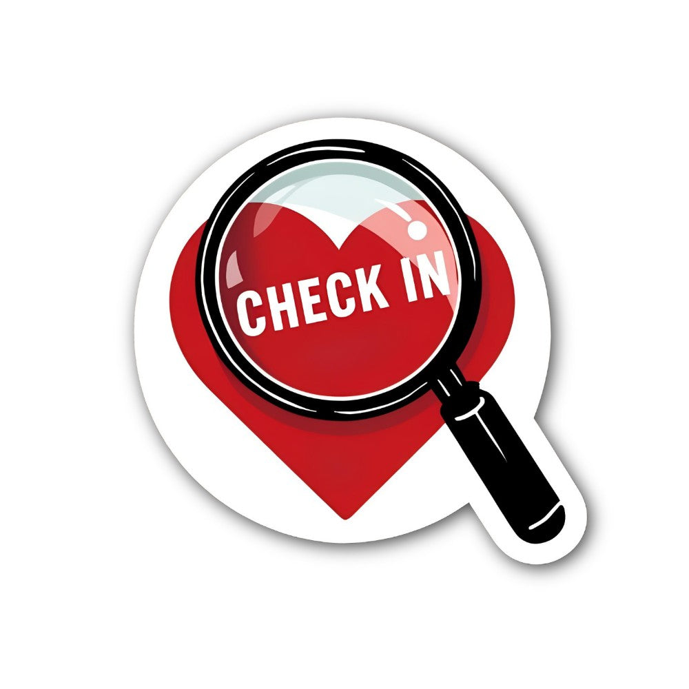 CHECK IN Sticker, Waterproof Vinyl Decal Sticker Indoor Or Outdoor 2 (Pieces) 3" and 5"