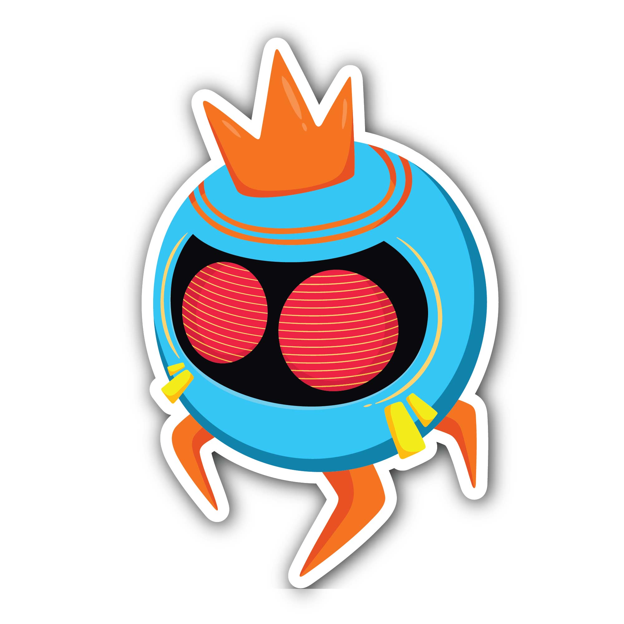 Cute Monster Robot Sticker, Waterproof Vinyl Decal Sticker Indoor Or Outdoor 2 (Pieces) 3" and 5"